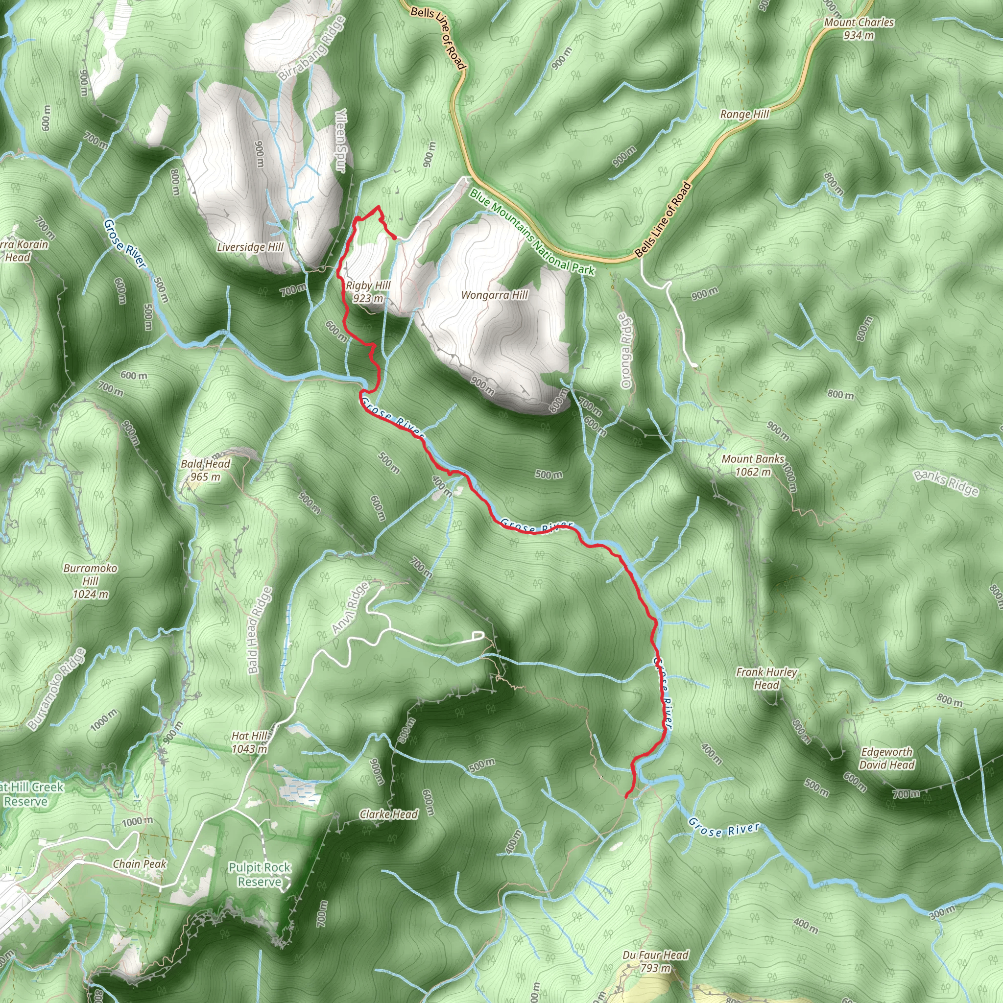Pierces Pass to Blue Gum Forest Track mobile static map