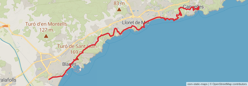 GR 92 Sendero del Mediterráneo Cataluña stage 12 Map