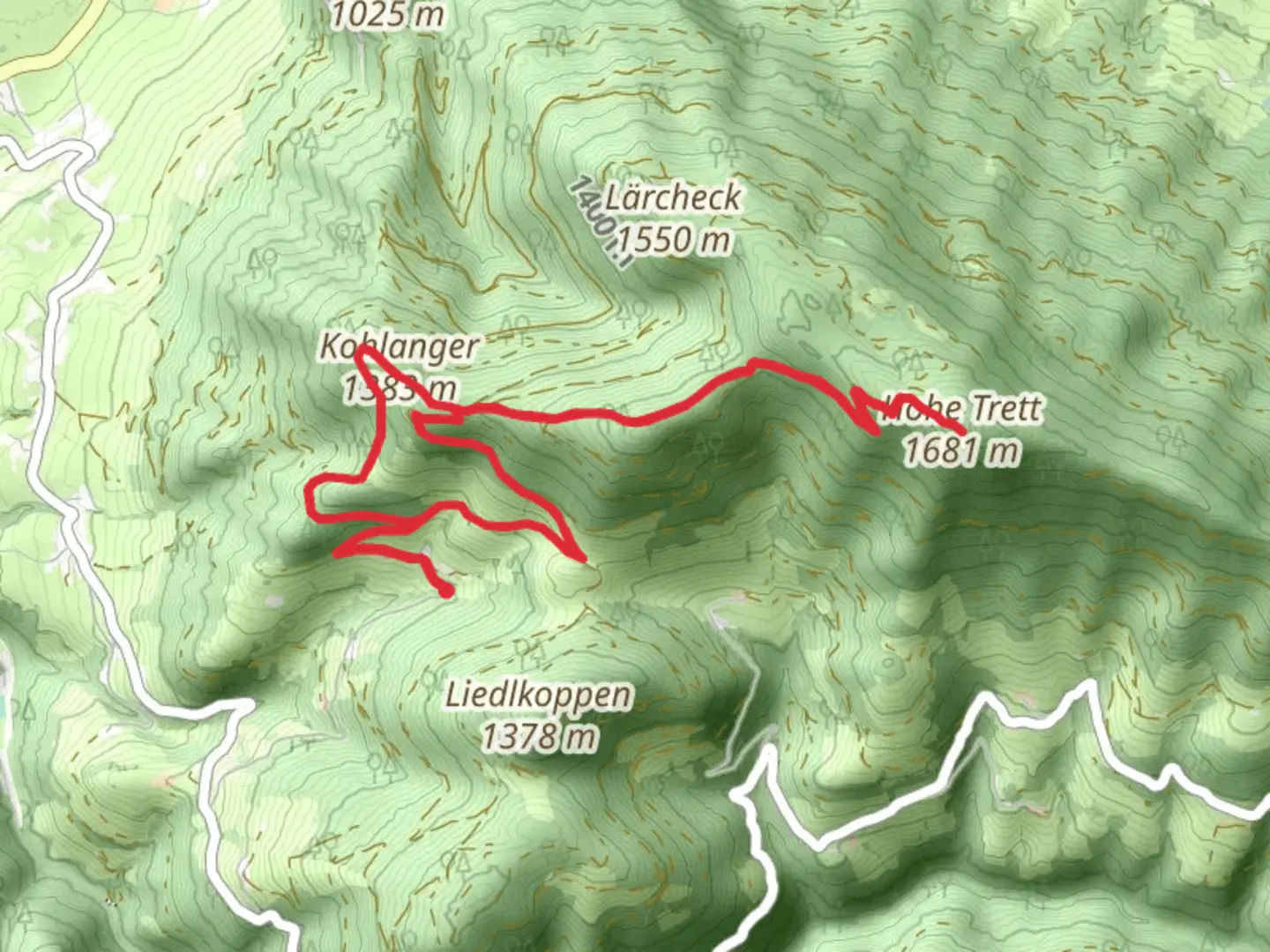 An image depicting the trail Hohe Trett and its surrounding area.