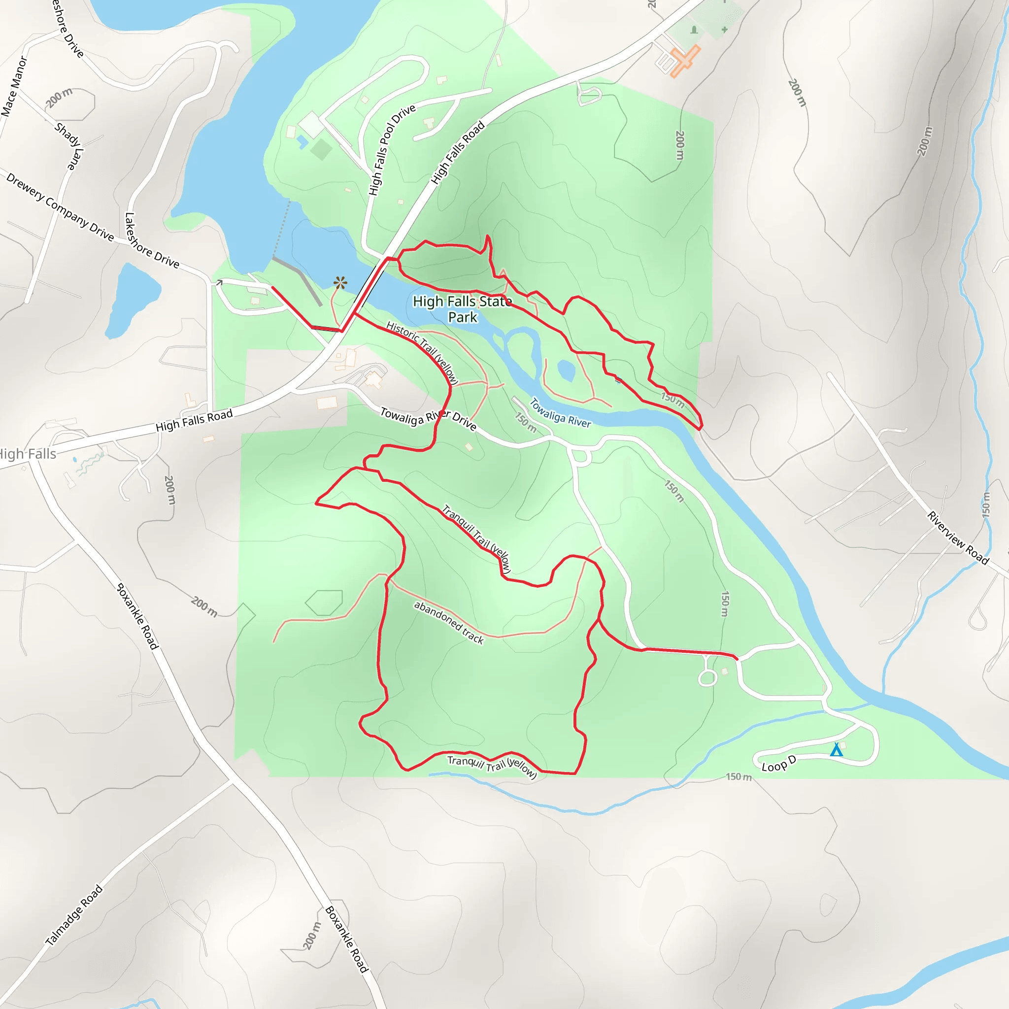 Falls and Tranquil Loop Trail mobile static map