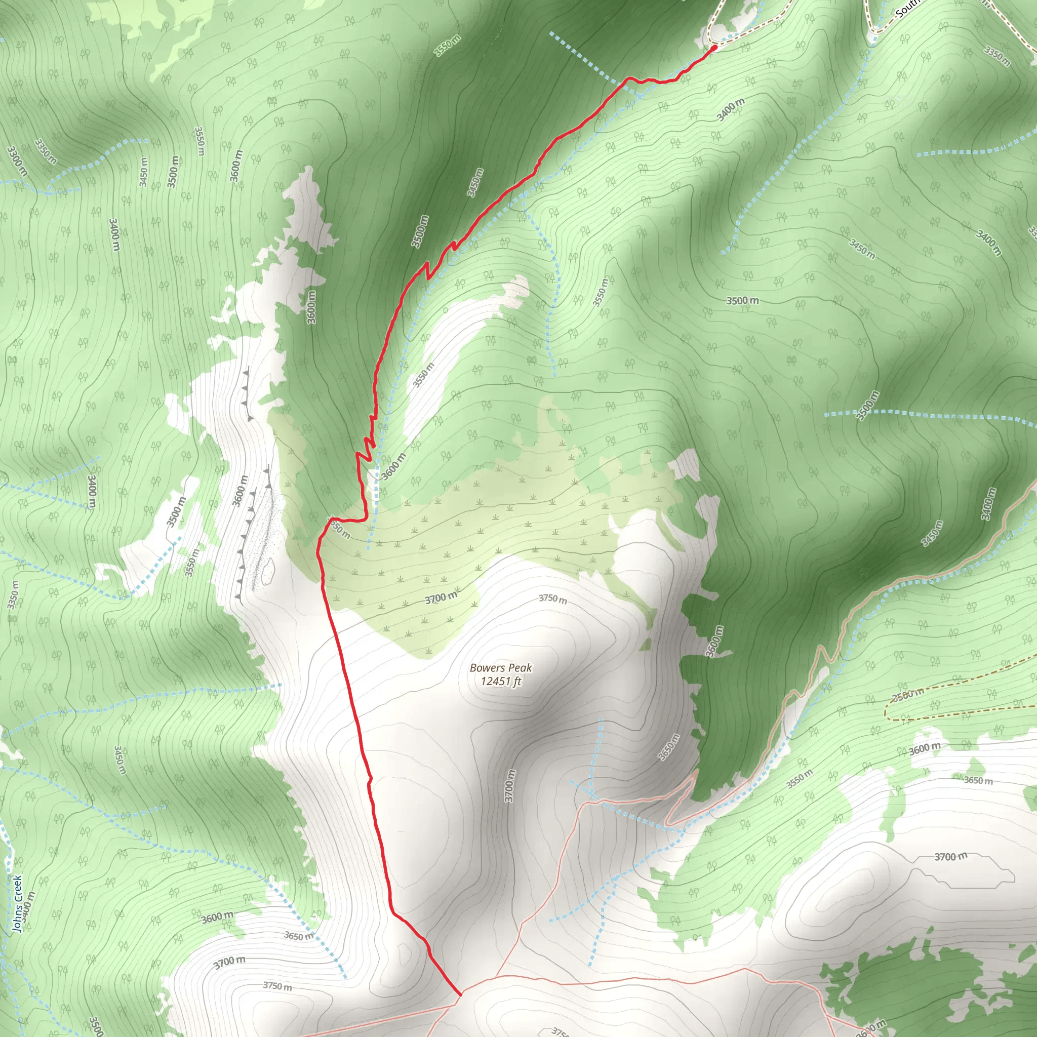 Bower's Peak Trail mobile static map