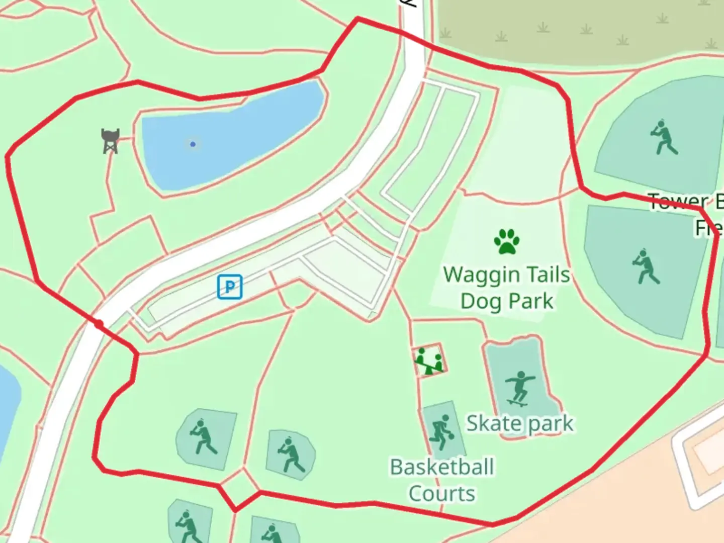 An image depicting the trail Skate and Beal Park Loop and its surrounding area.