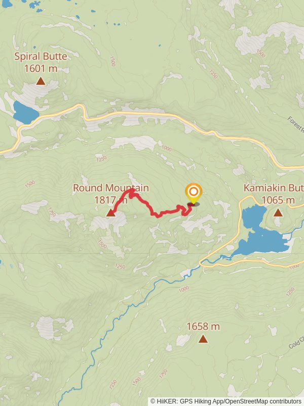 Round Mountain Lookout via Round Mountain Trail mobile static map