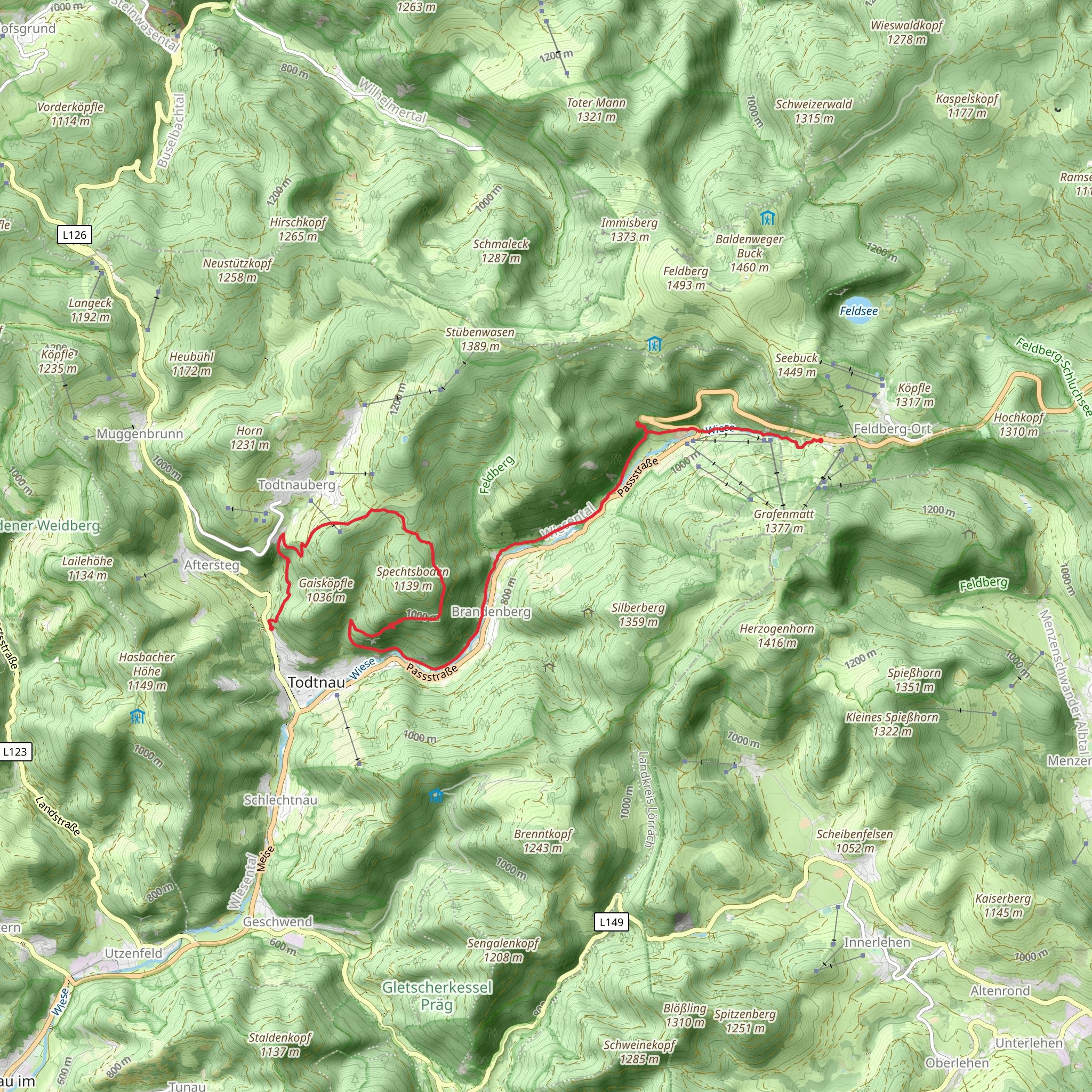 Hebelhof to Todtnau via Fahler Wasserfall mobile static map