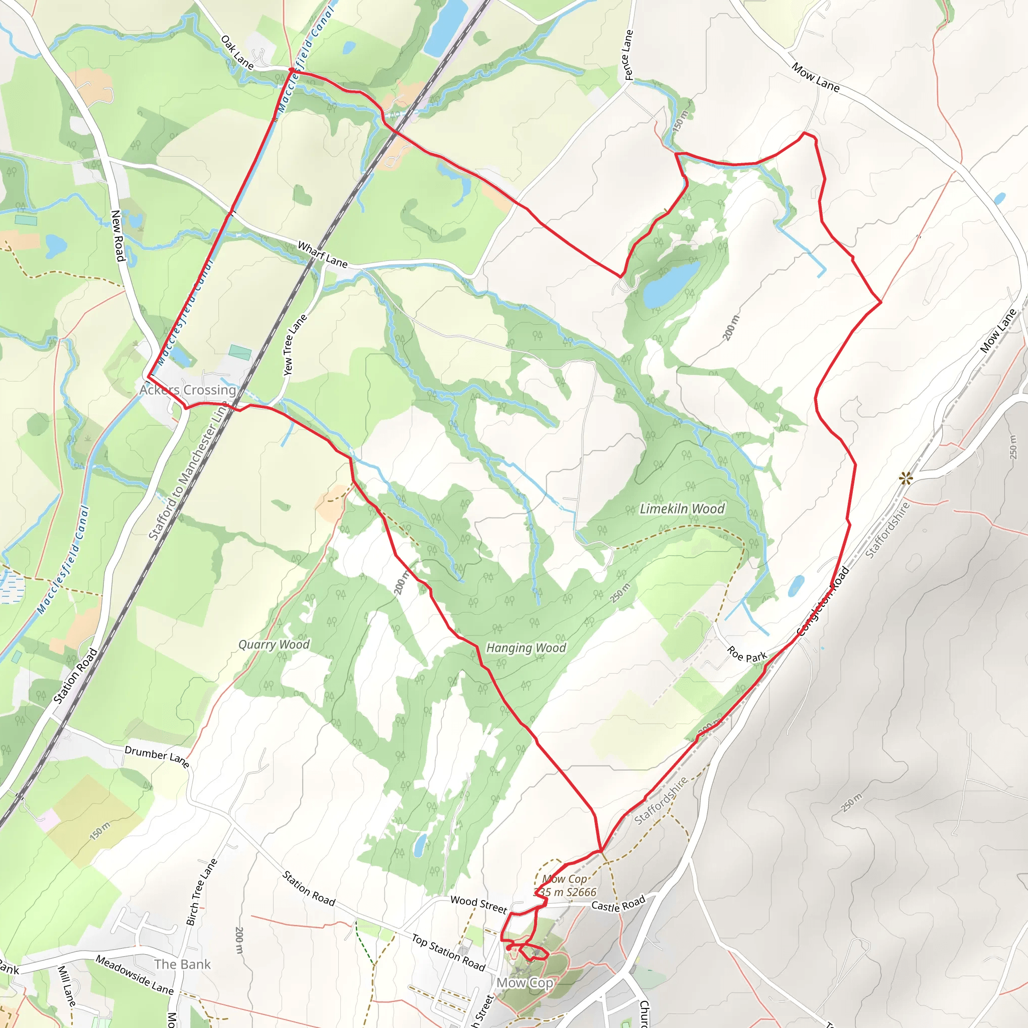 Mow Cop Castle and Hanging Wood mobile static map