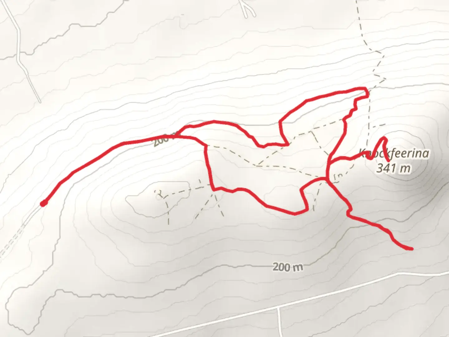 An image depicting the trail Knockfierna Heritage Loop and its surrounding area.