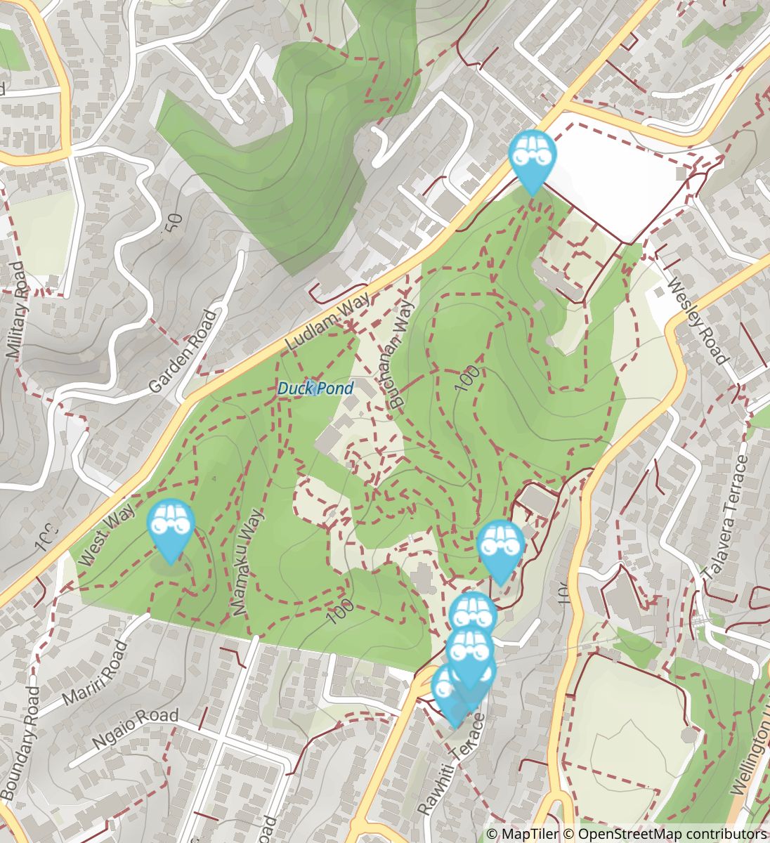 Wellington Botanic Garden viewpoint map