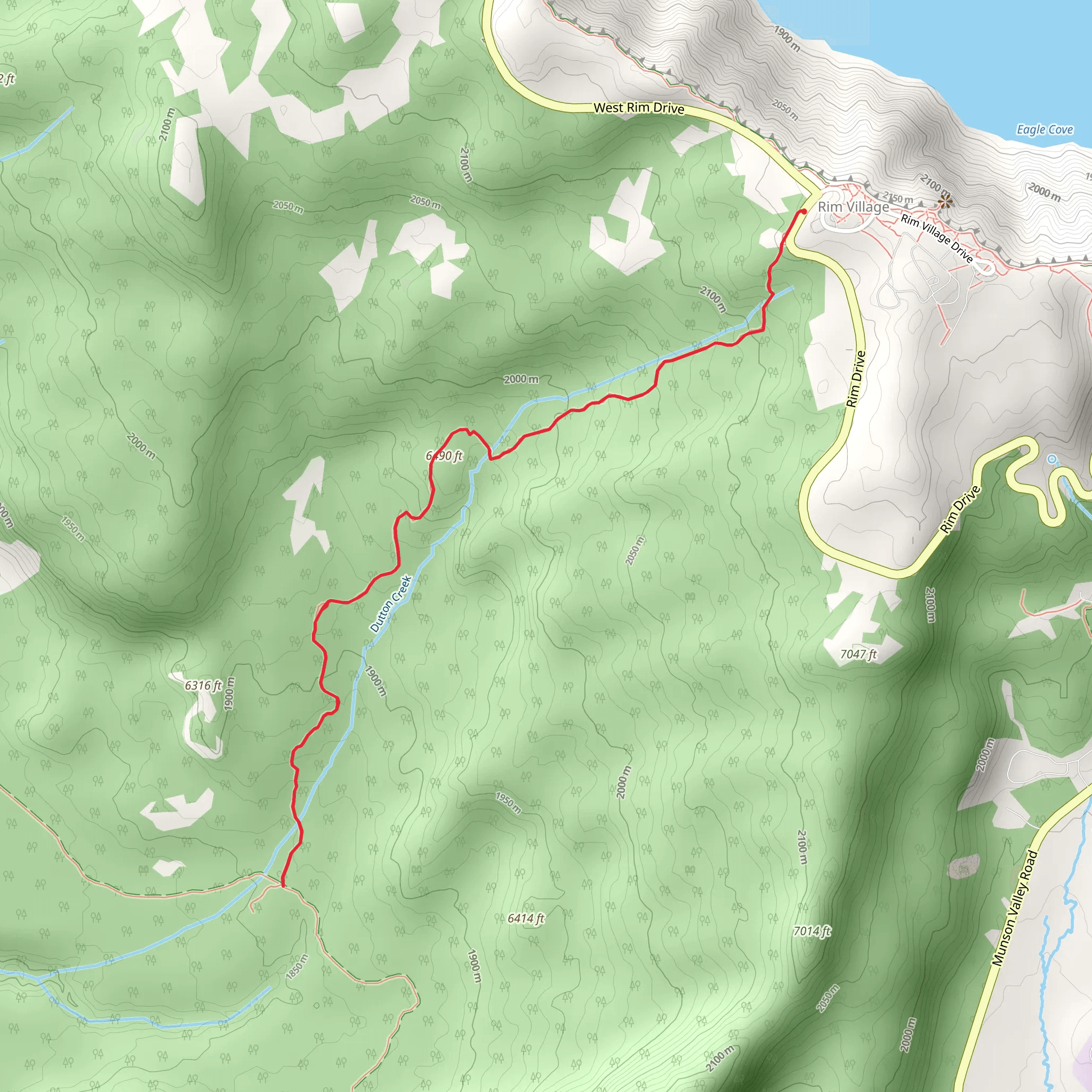 Dutton Creek via PCT mobile static map