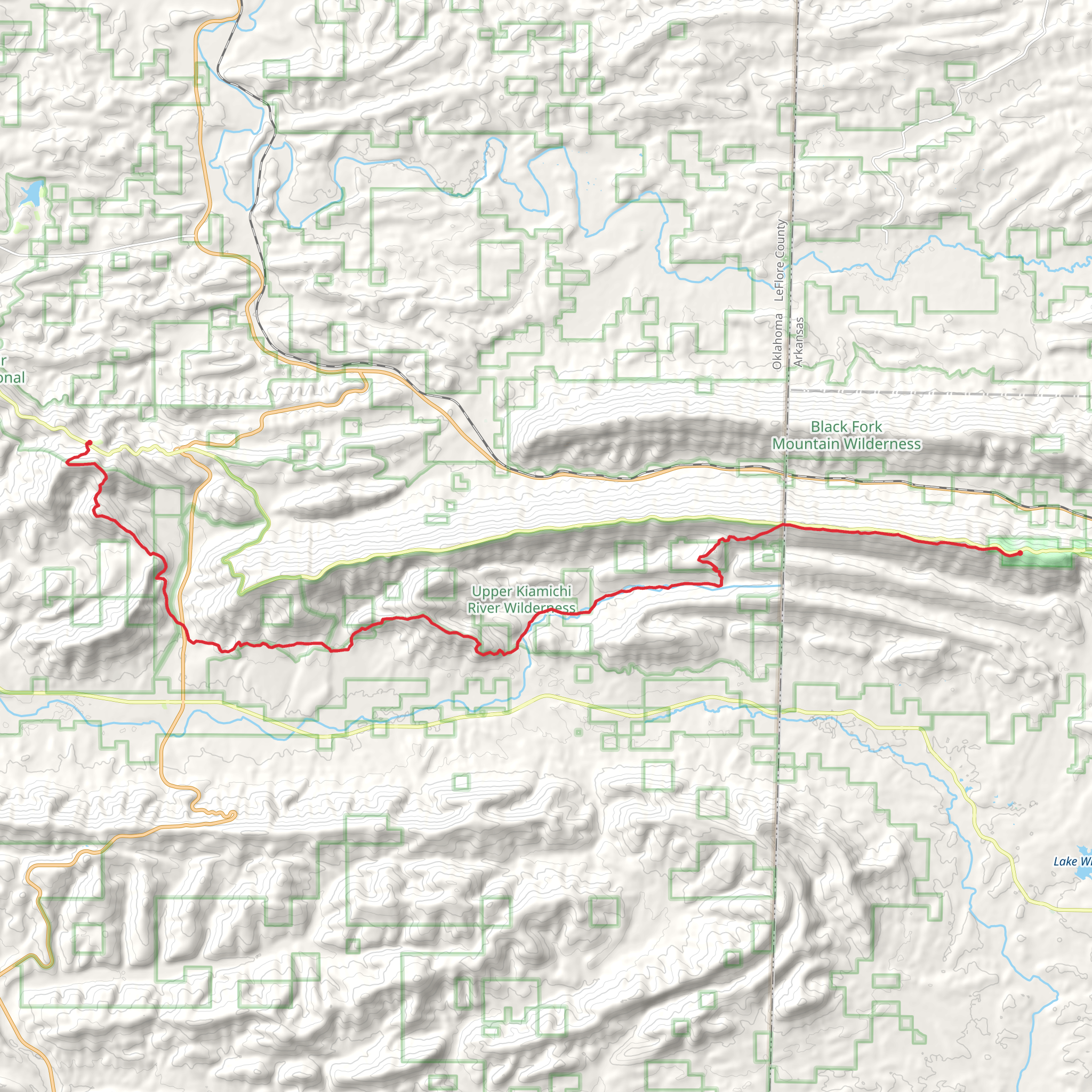 Ouachita Trail - Hikers Camp for Winding Stair Campground mobile static map