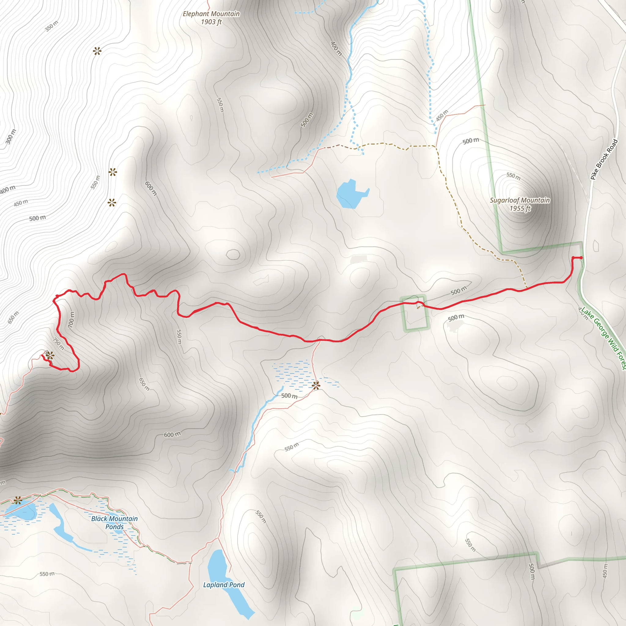 Black Mountain Trail via Pike Brook Road mobile static map