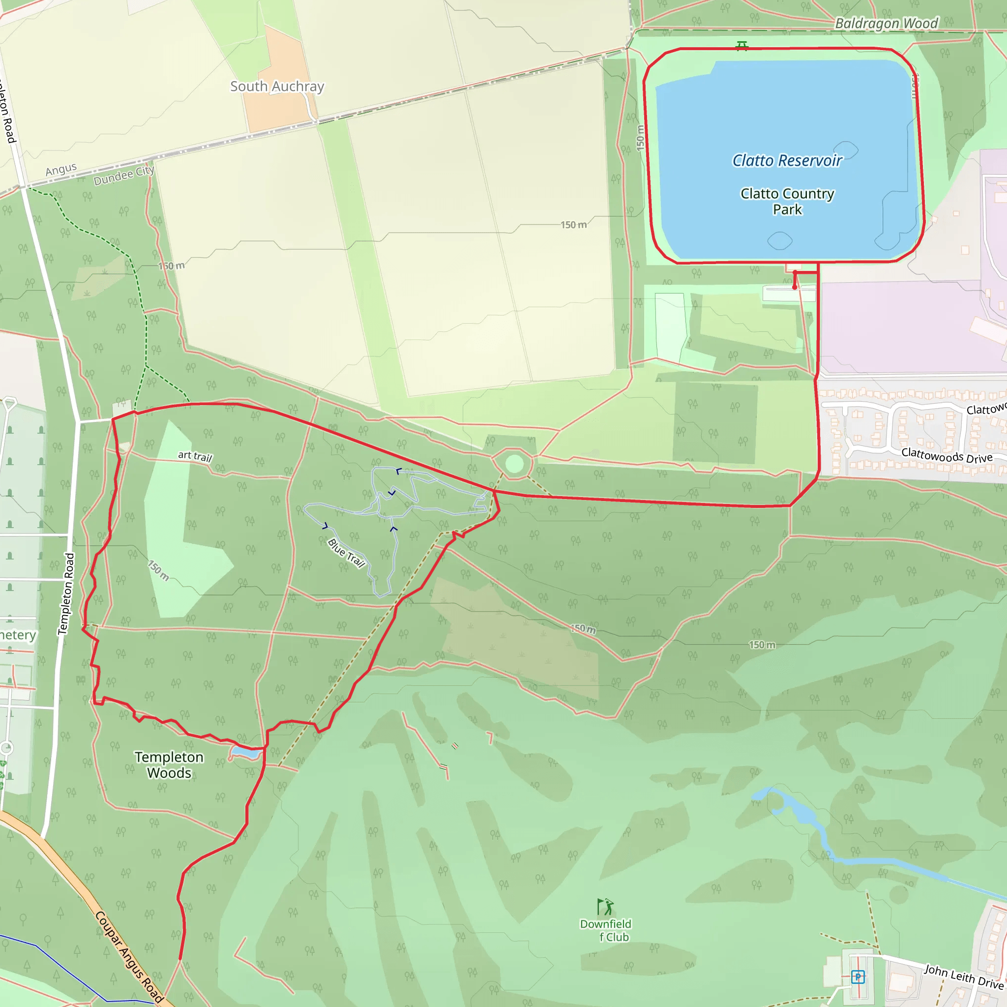 Clatto Reservoir Country Park Loop mobile static map