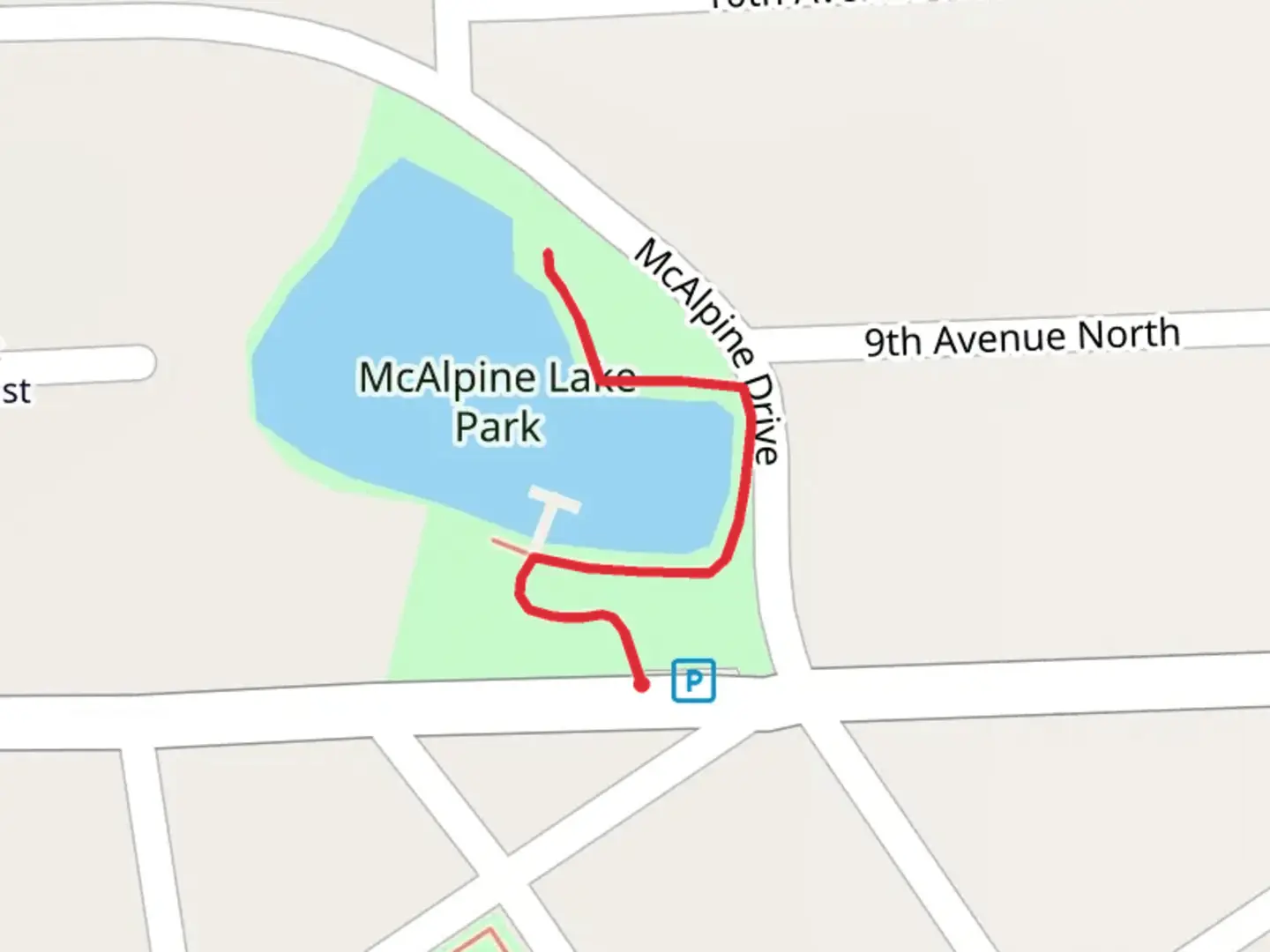 An image depicting the trail McAlpine Lake and its surrounding area.