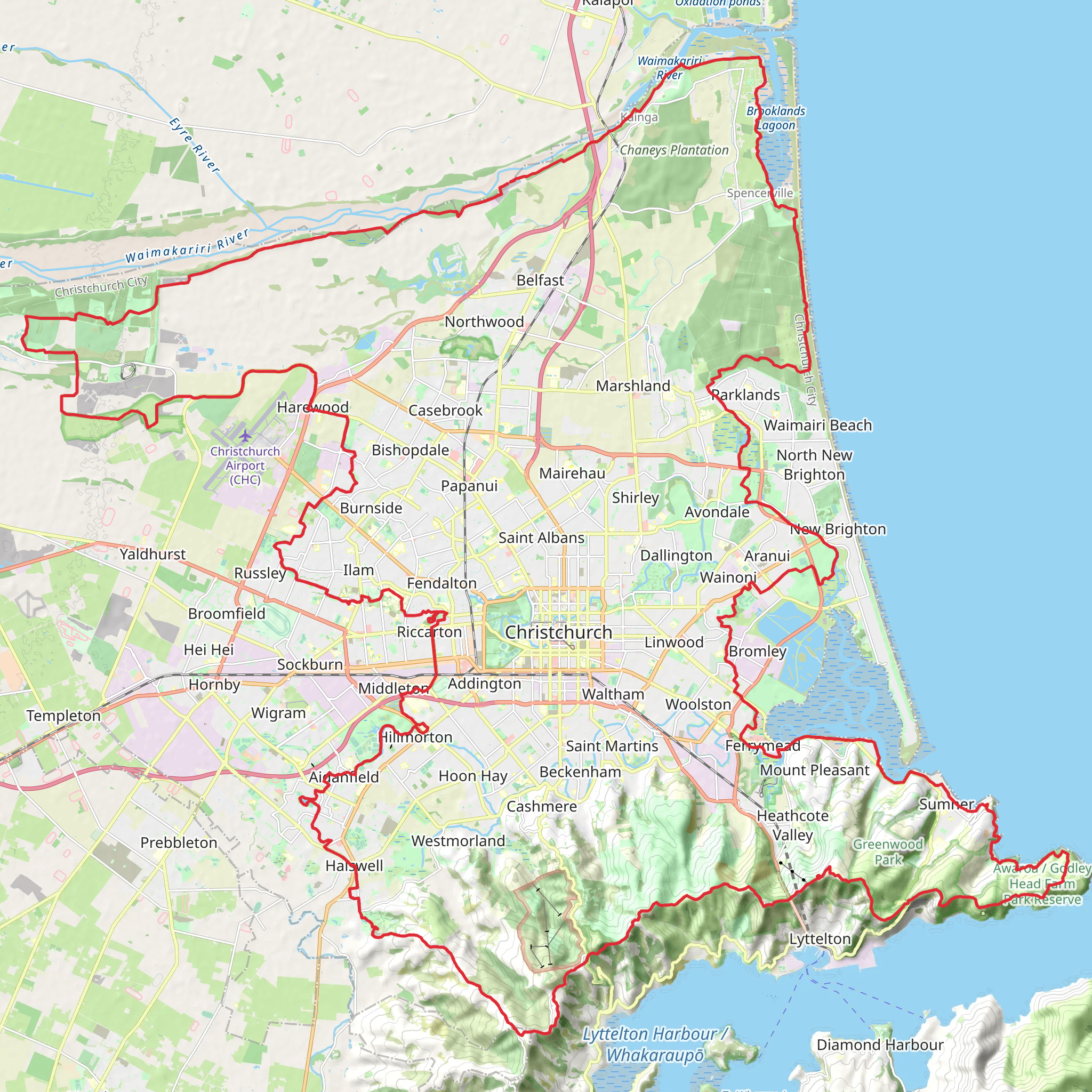 The Christchurch 360 Trail mobile static map