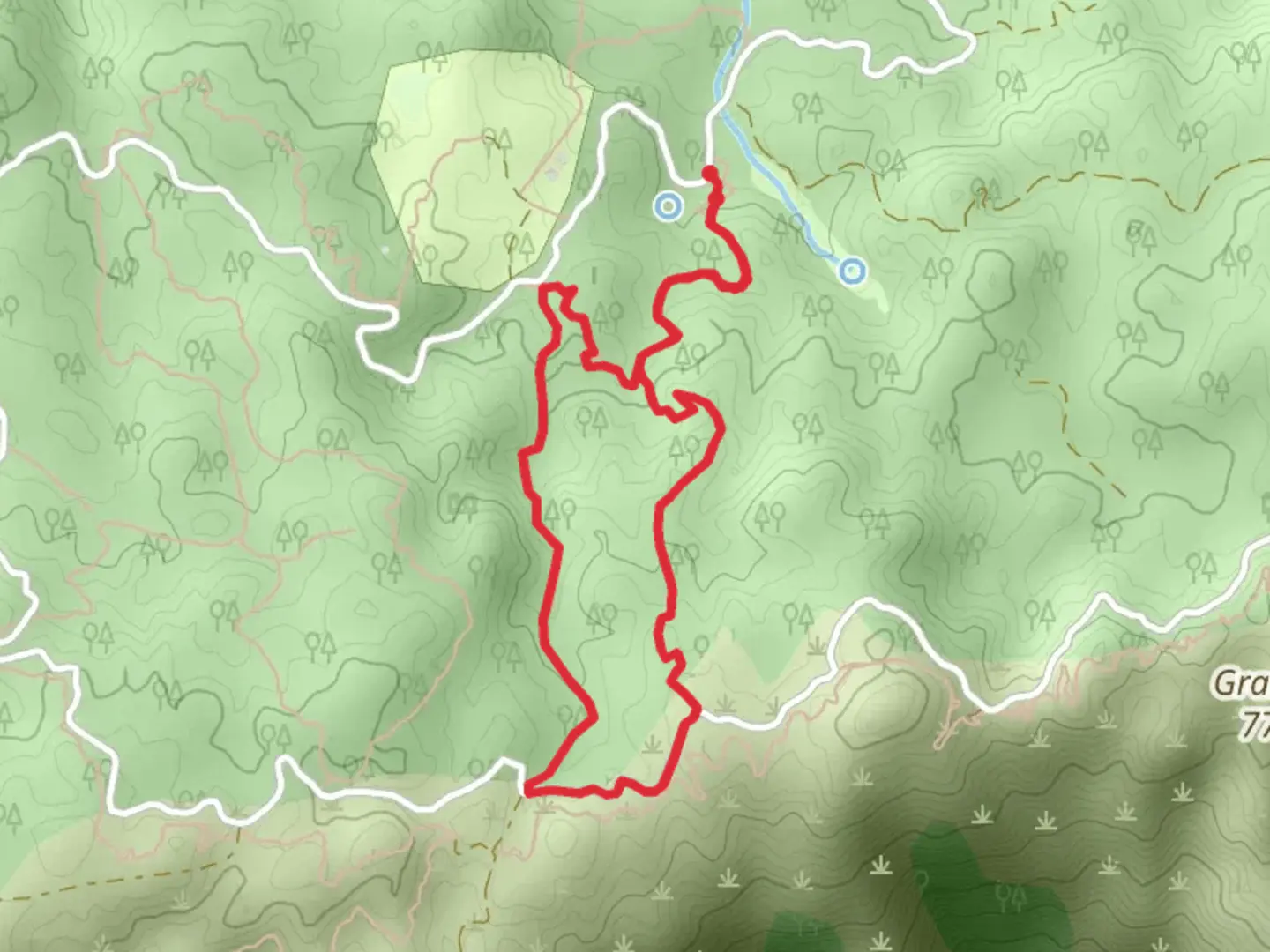 An image depicting the trail Skyline, Trick or Treat and Plantation Loop Trail and its surrounding area.