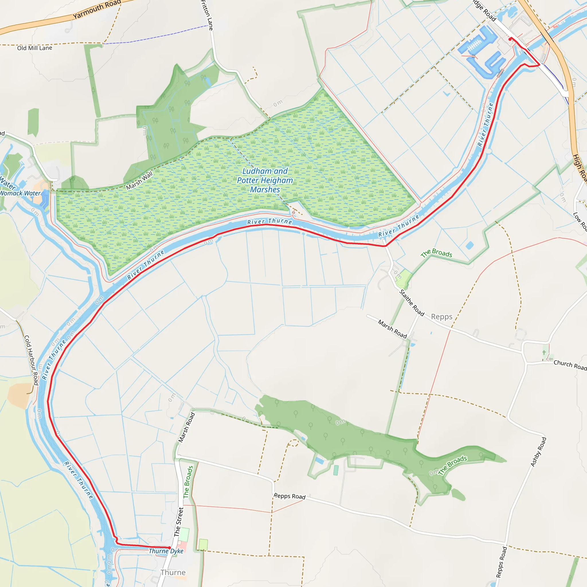 River Thurne Shore Walk - Bastwick mobile static map