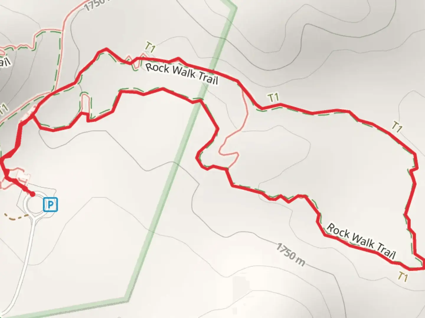 An image depicting the trail Rock Walk Trail and its surrounding area.