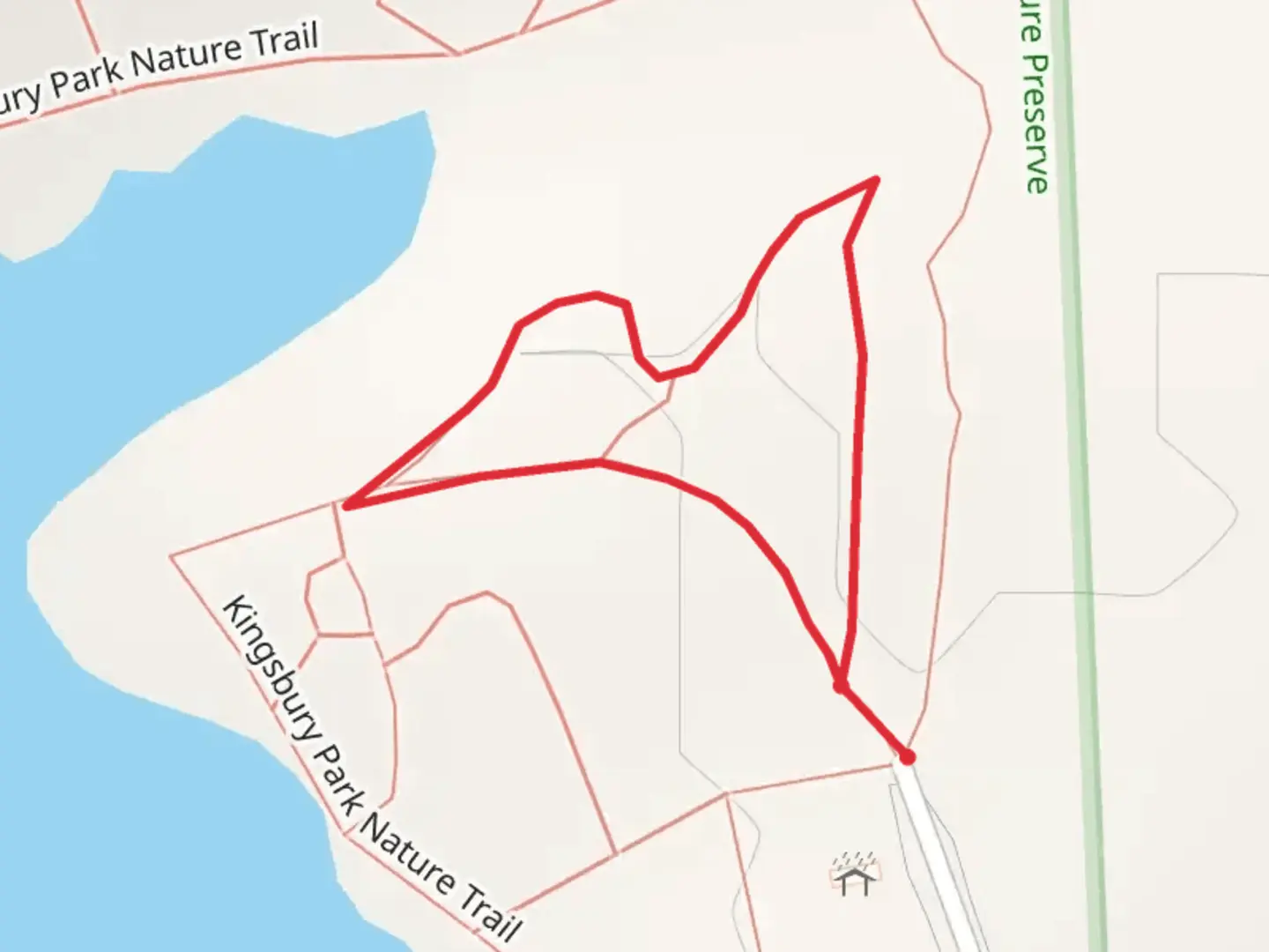 An image depicting the trail Kingsbury Park Nature Loop Trail and its surrounding area.
