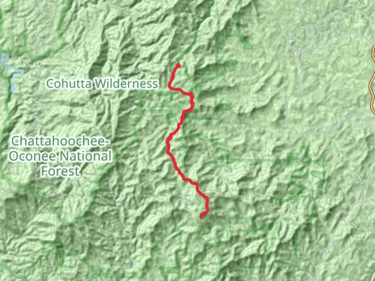 An image depicting the trail Flat Top Mountain via Jack's River and its surrounding area.