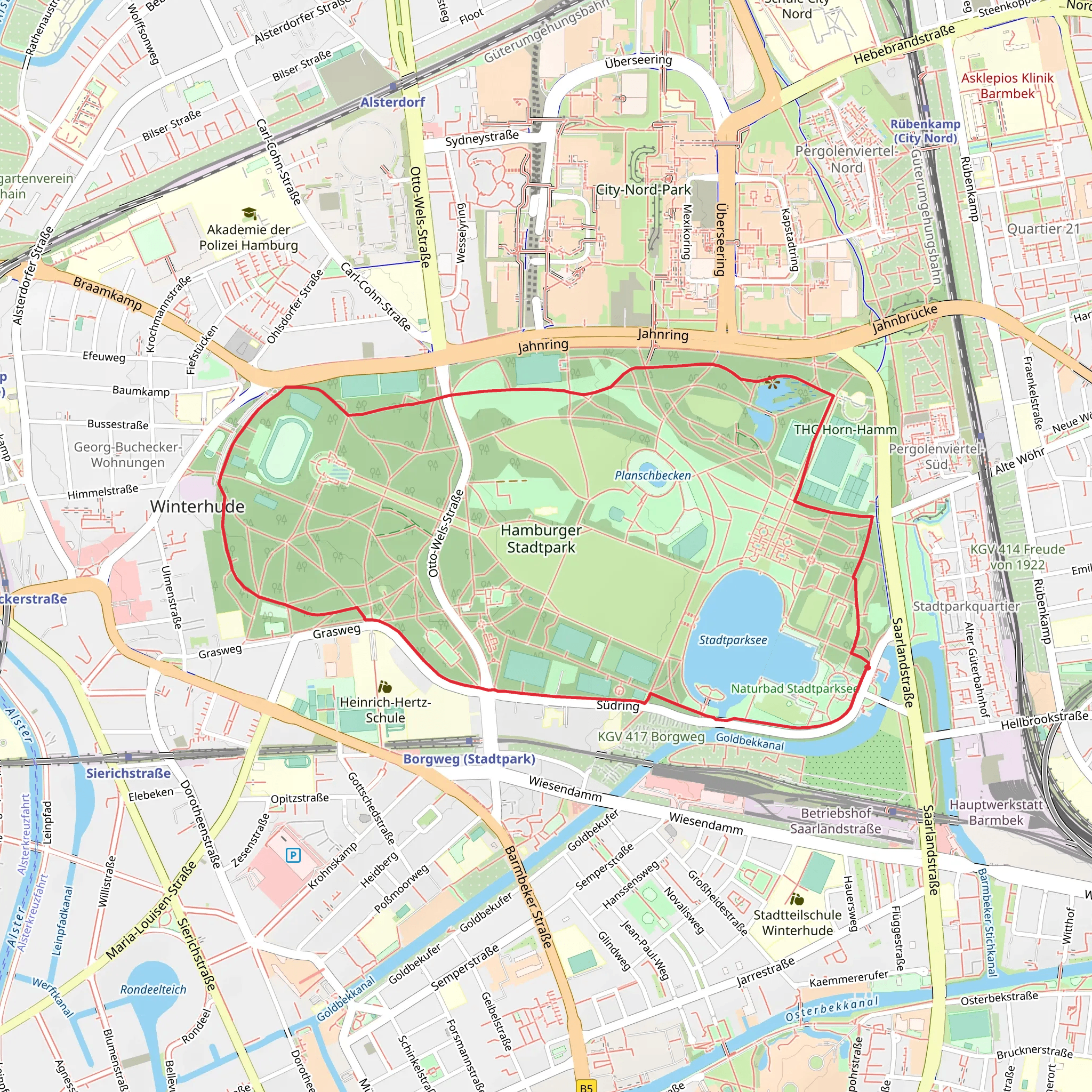 Ententeich and Stadparksee via Pilgern im Stadtpark mobile static map