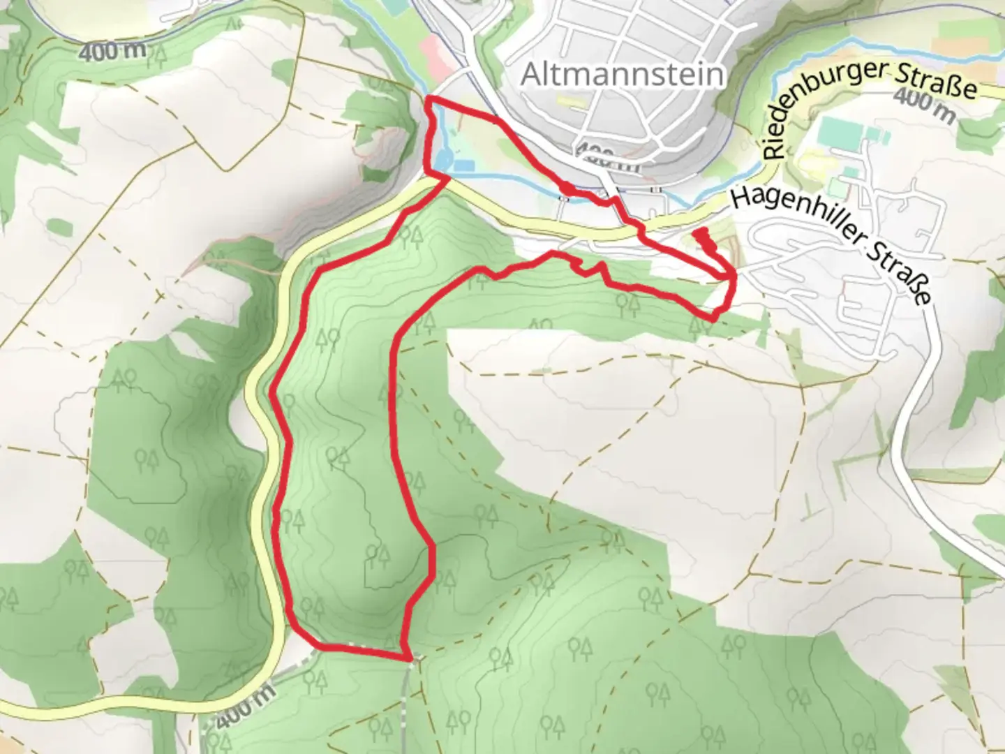 An image depicting the trail Prangerweg and Kreutbergweg and its surrounding area.