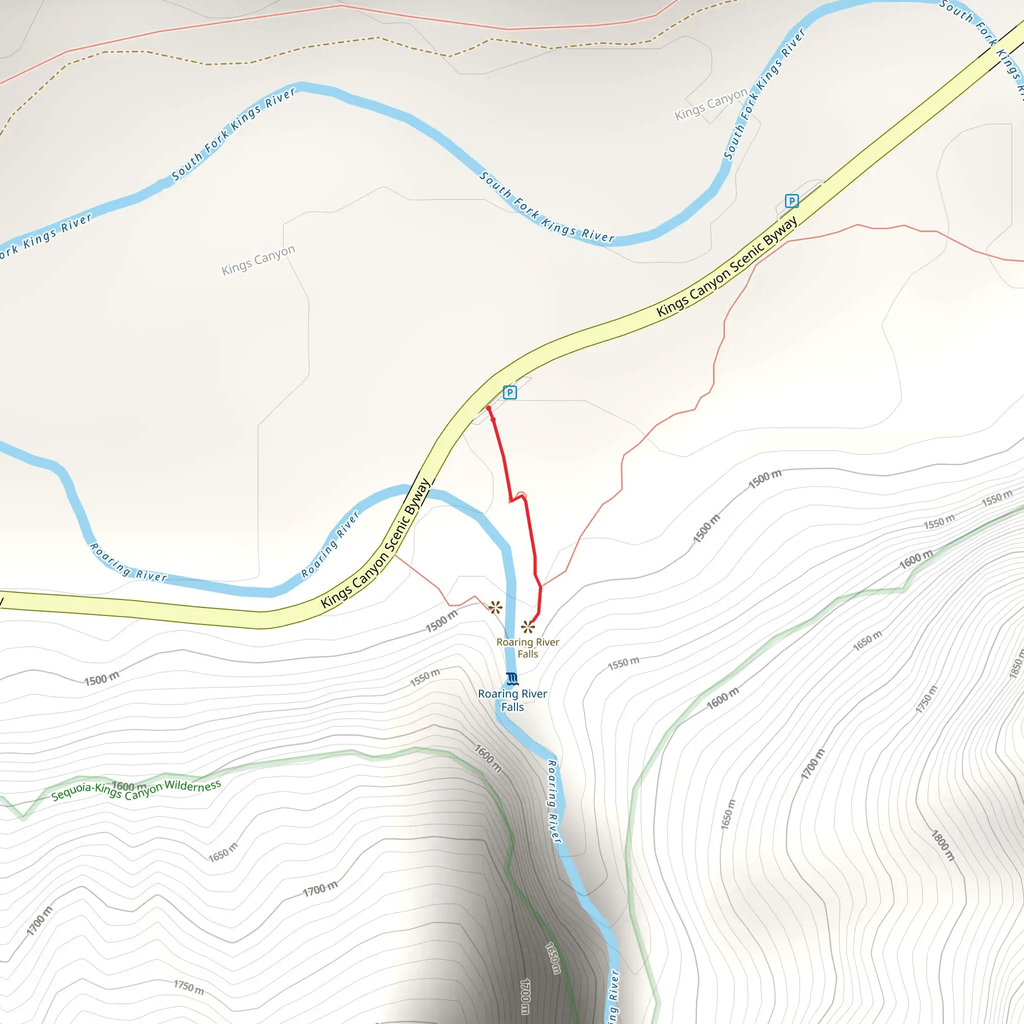 Roaring River Falls Trail mobile static map
