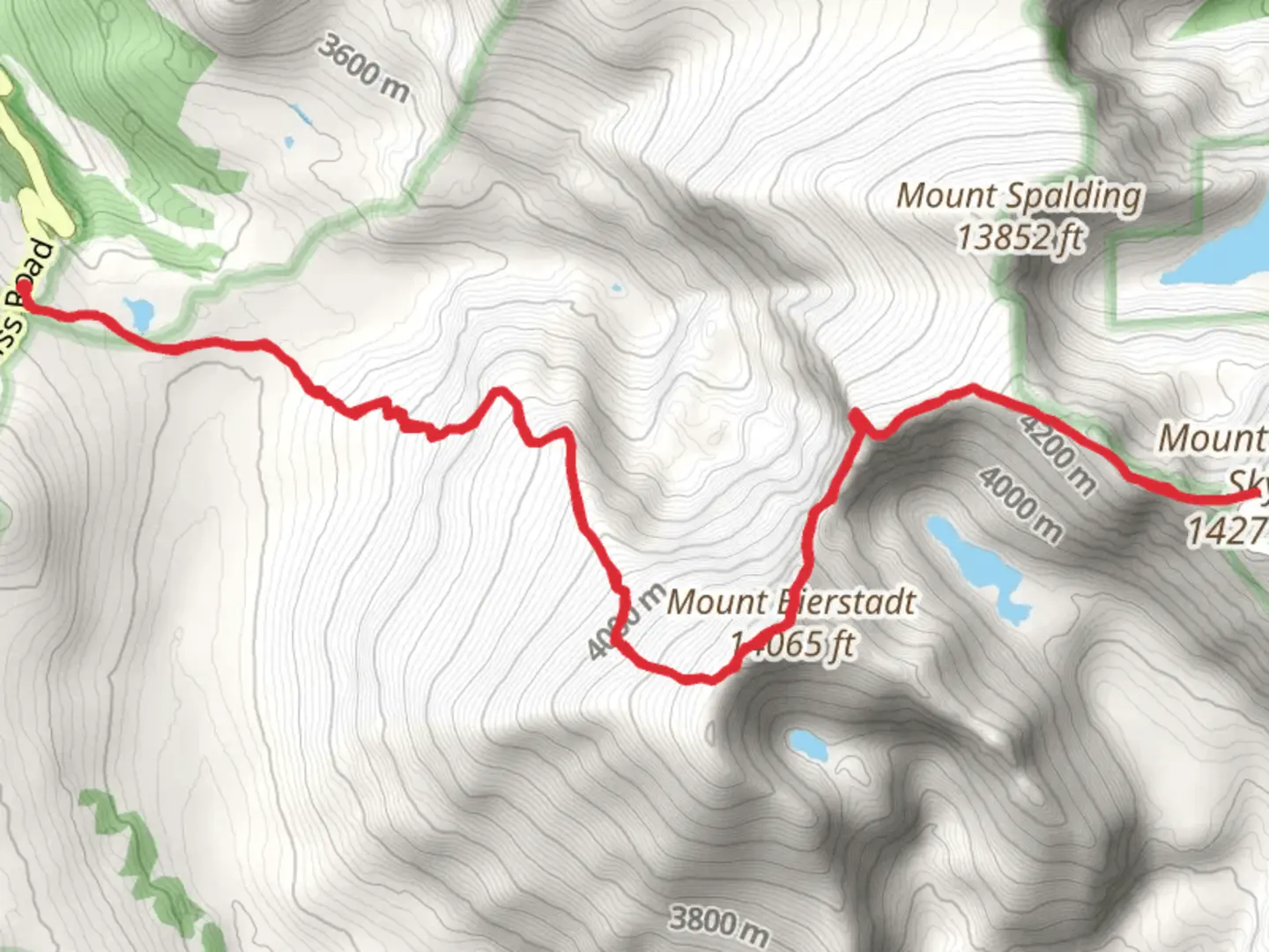 An image depicting the trail Mount Evans via Mount Bierstadt Trail and its surrounding area.
