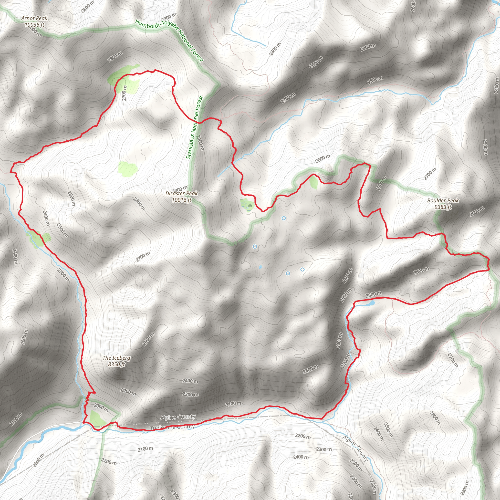Paradise Valley Trail and Disaster Creek Loop Trail mobile static map