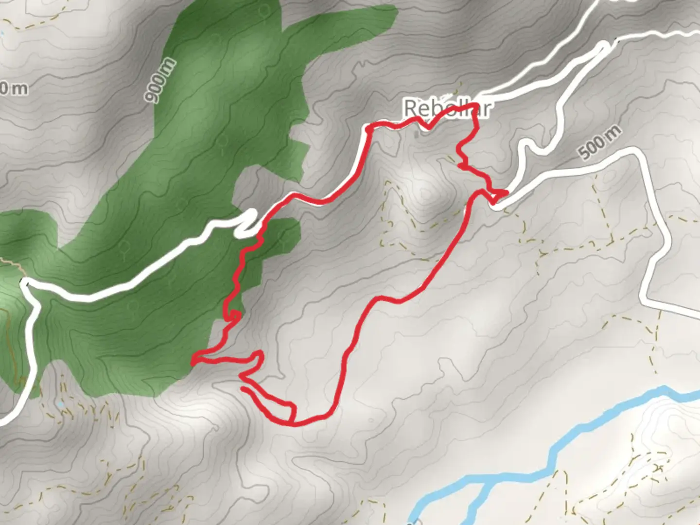 An image depicting the trail La Puria Gorge SL CC 28 and its surrounding area.