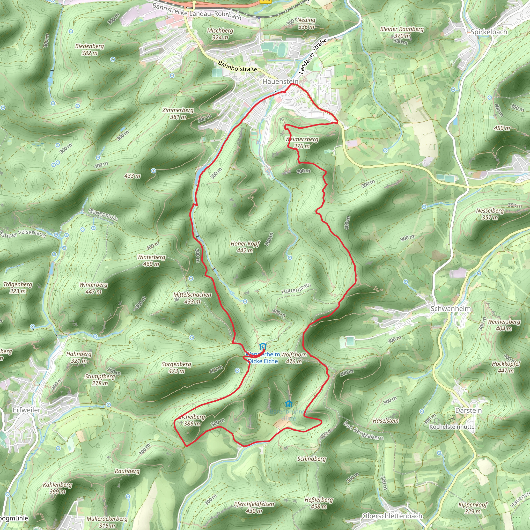 Stephanstal, Eichelberg, Wolfshorn and Kahler Felsen Loop mobile static map