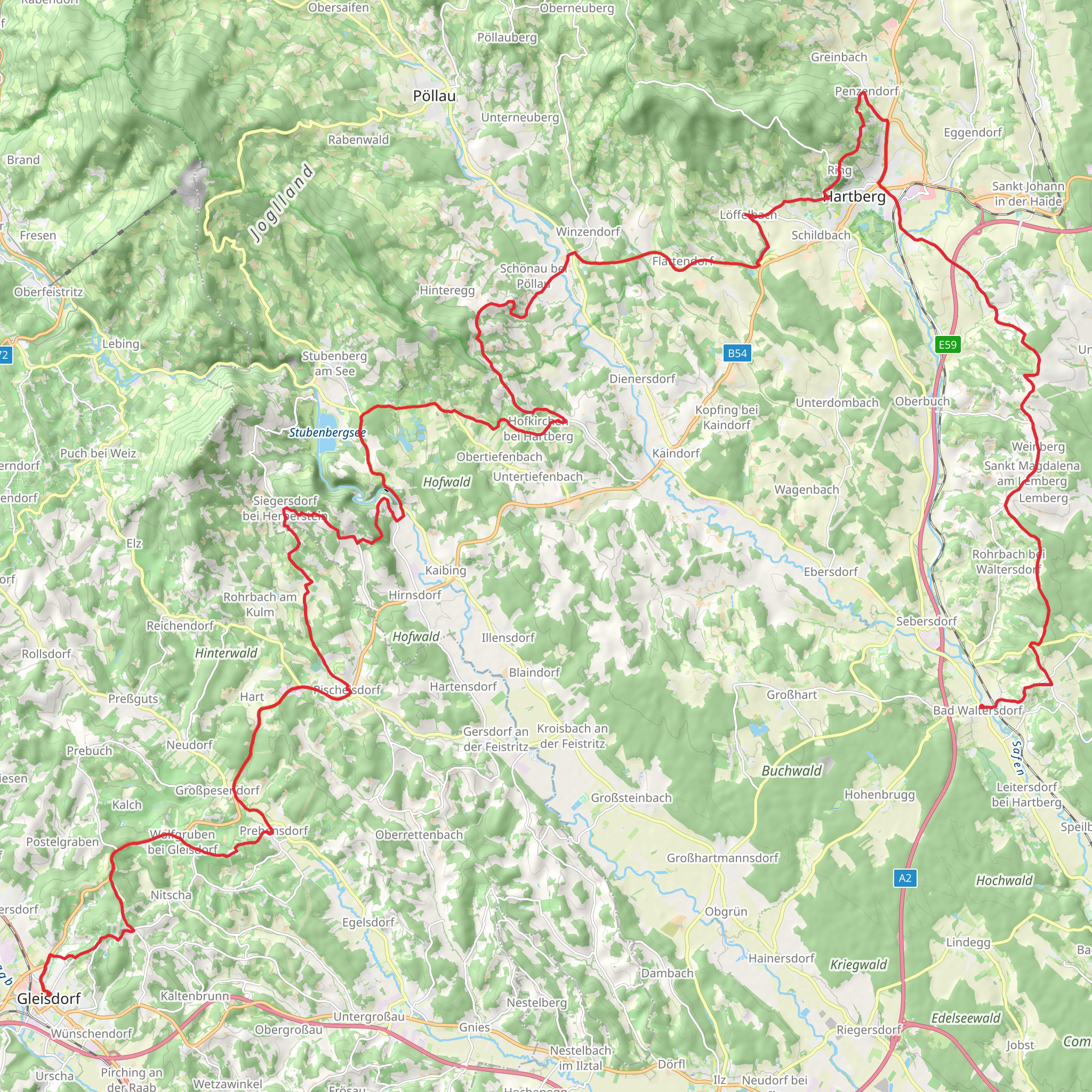 Eastern Styrian Roman Wine Route mobile static map