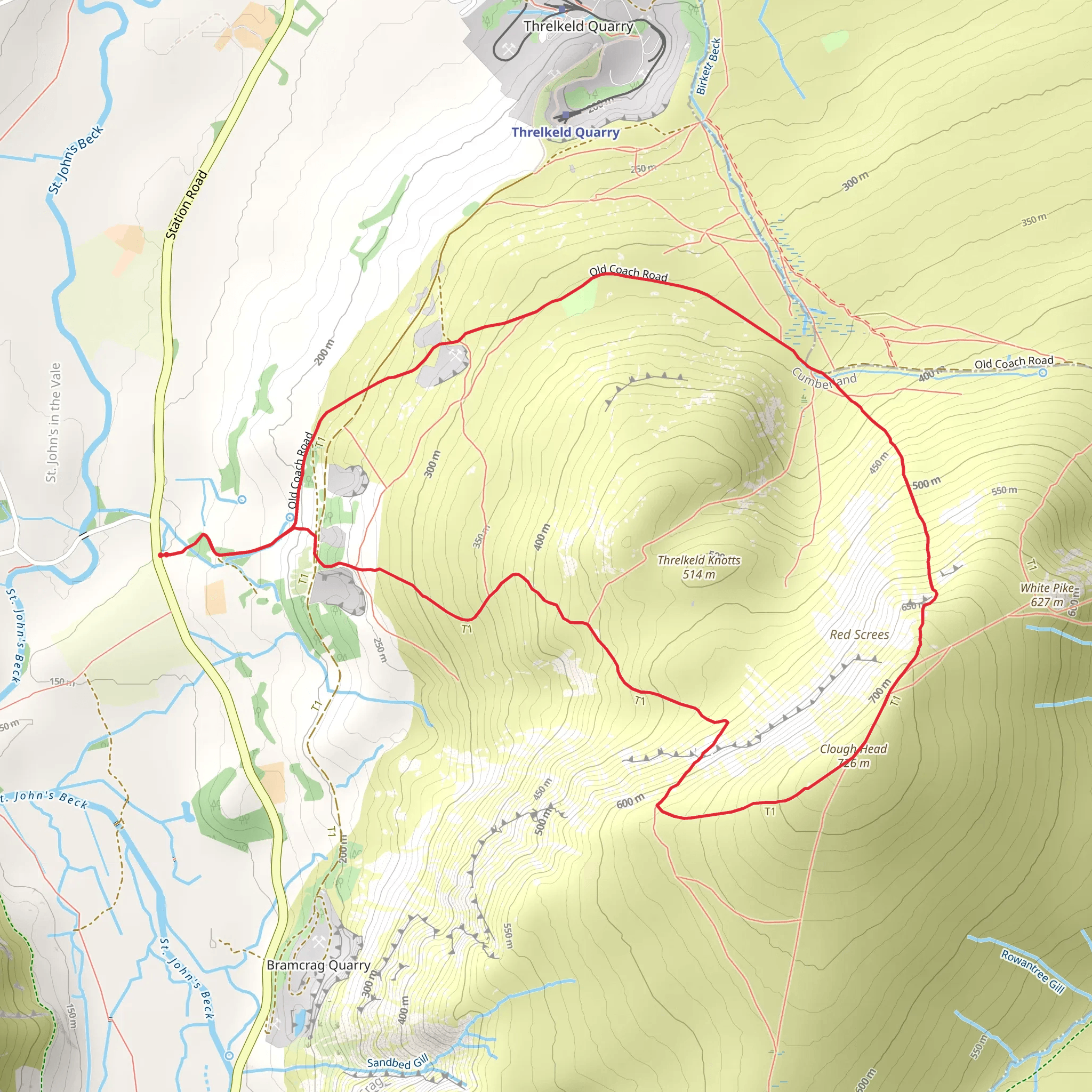 Clough Head from Old Coach Road mobile static map