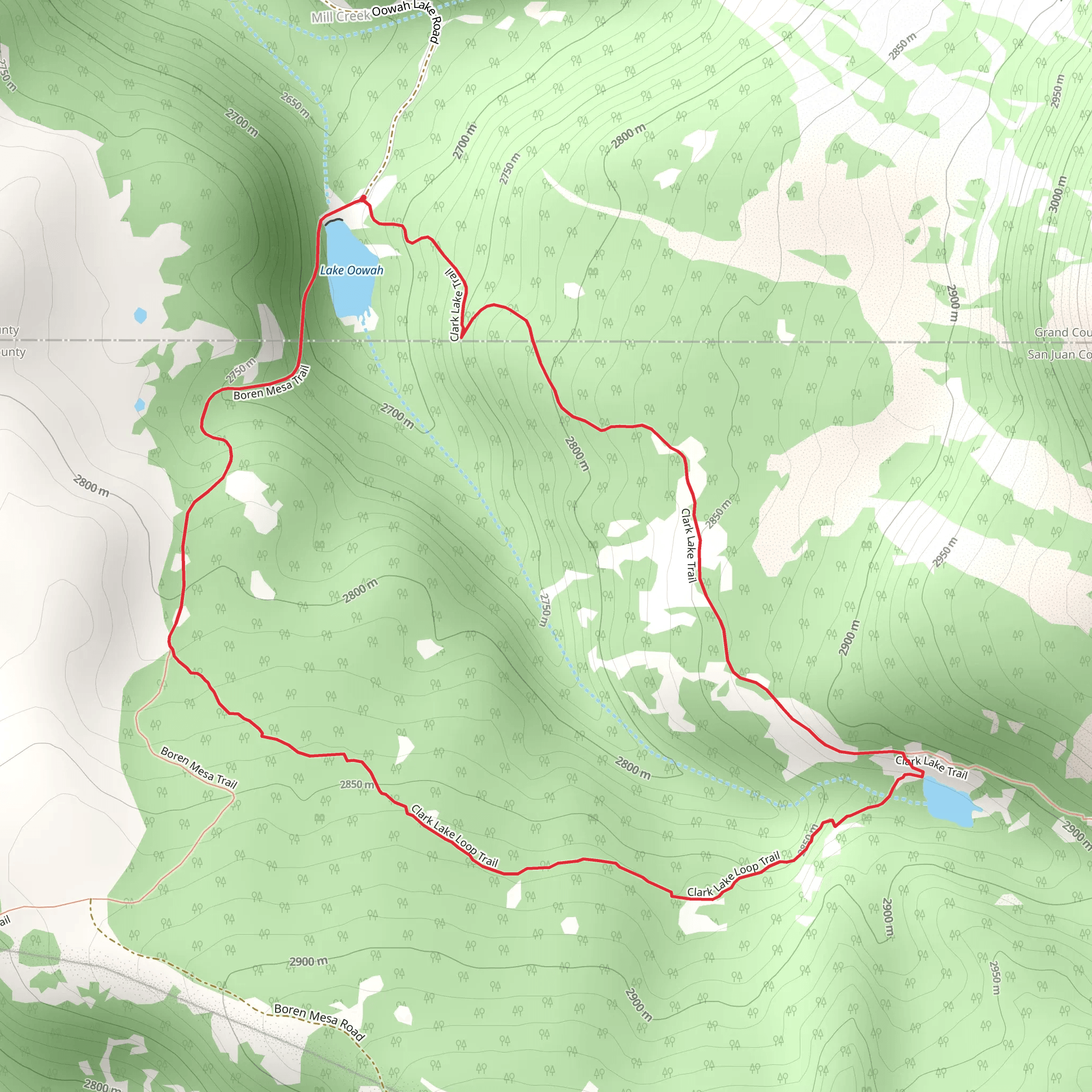 Clark Lake Trail and Broken Mesa Trail mobile static map