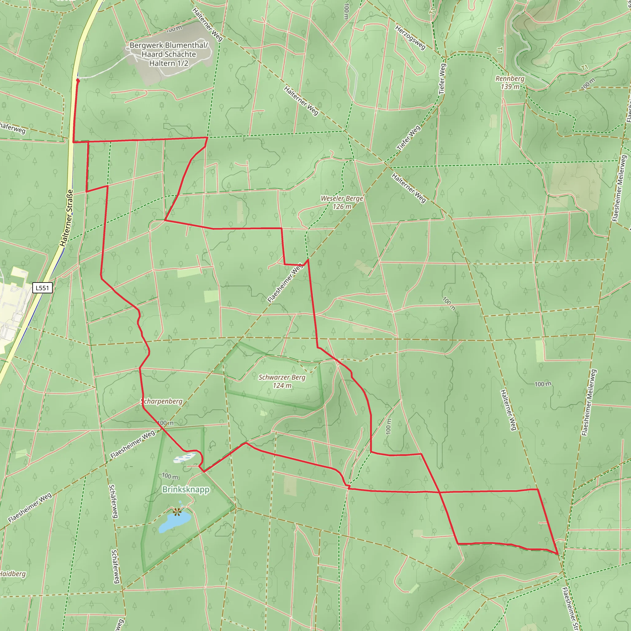 Scharpenberg via Schäferweg and Haardgrenzweg Rundweg mobile static map