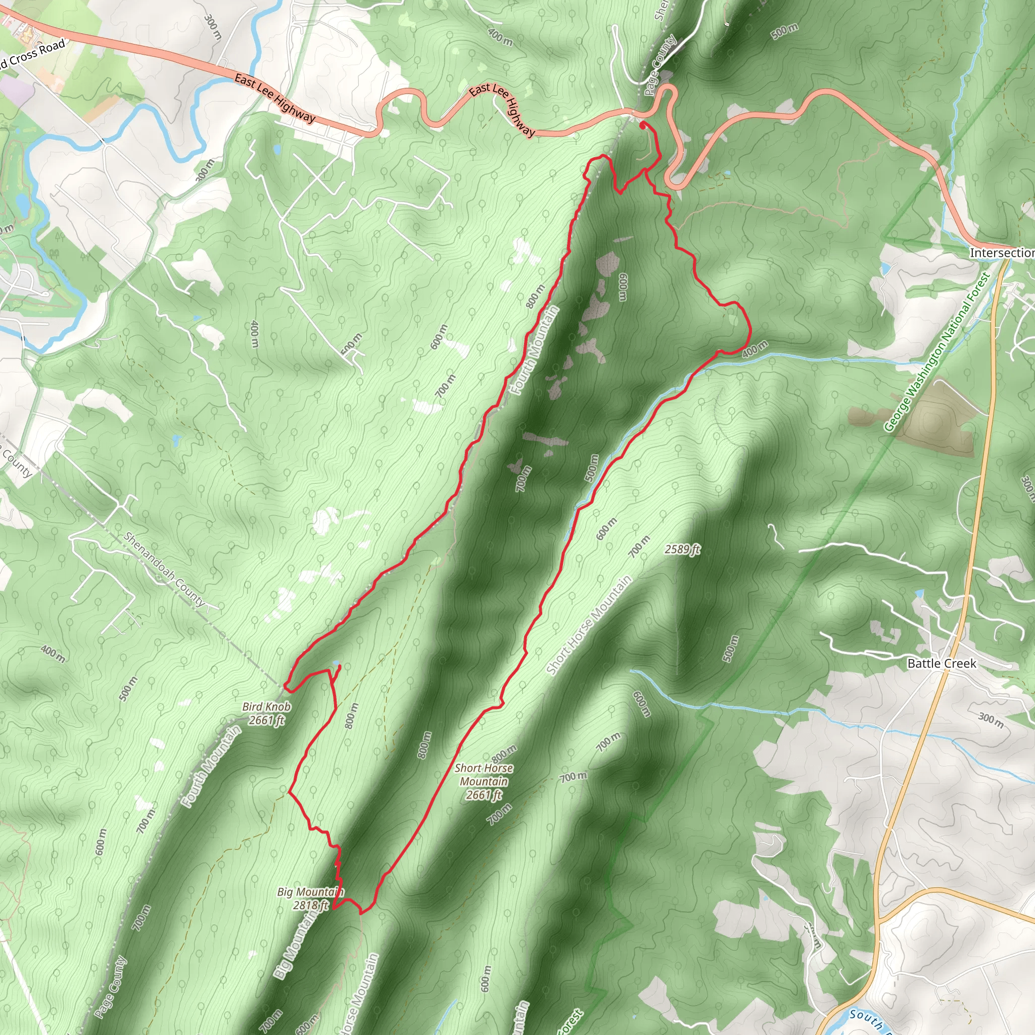 Bird Knob - Massnautten South Loop Trail mobile static map