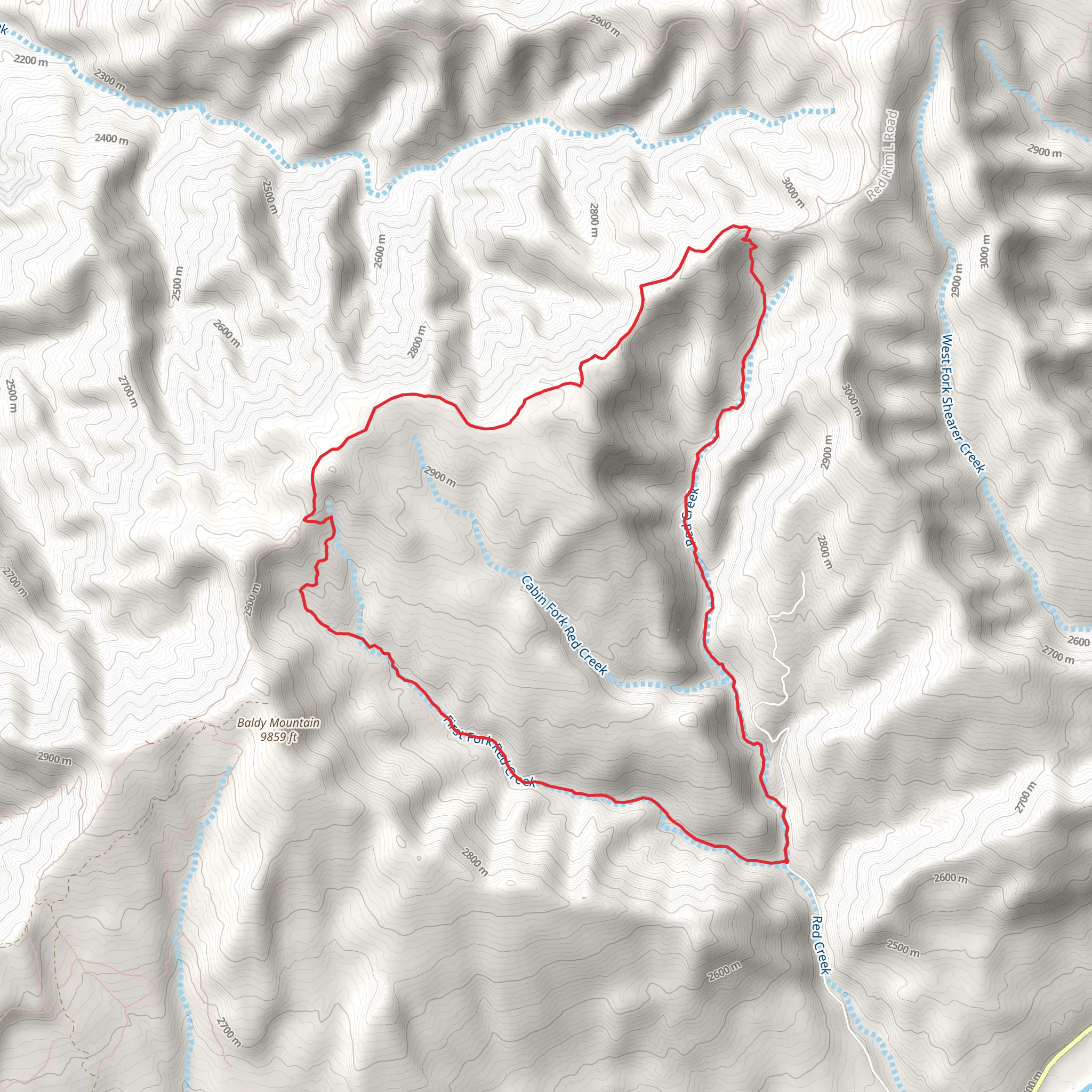 First Fork, Missionary Ridge and Red Creek Loop Trail mobile static map