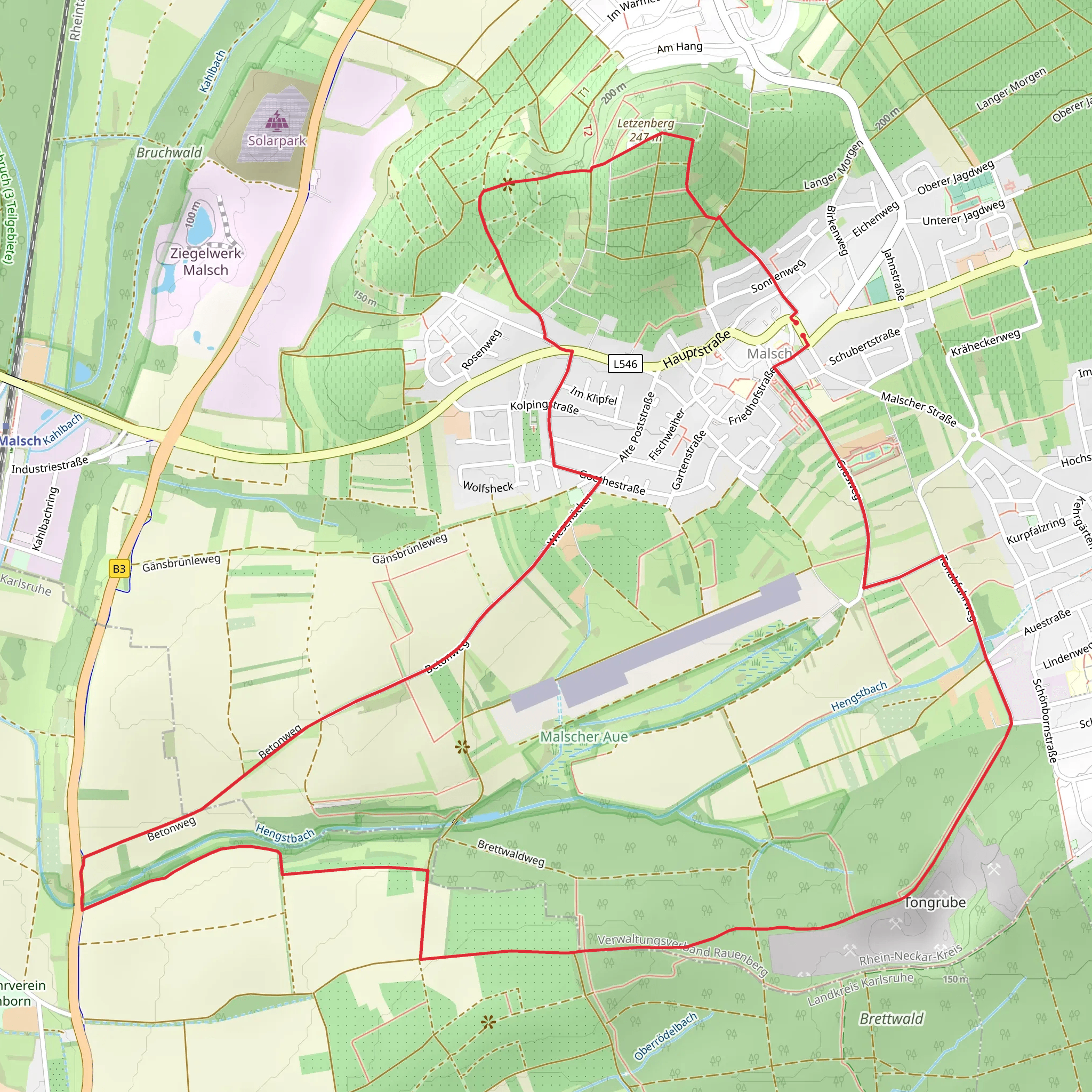 Letzenberg, Vogelhecke and Tongrube Loop mobile static map
