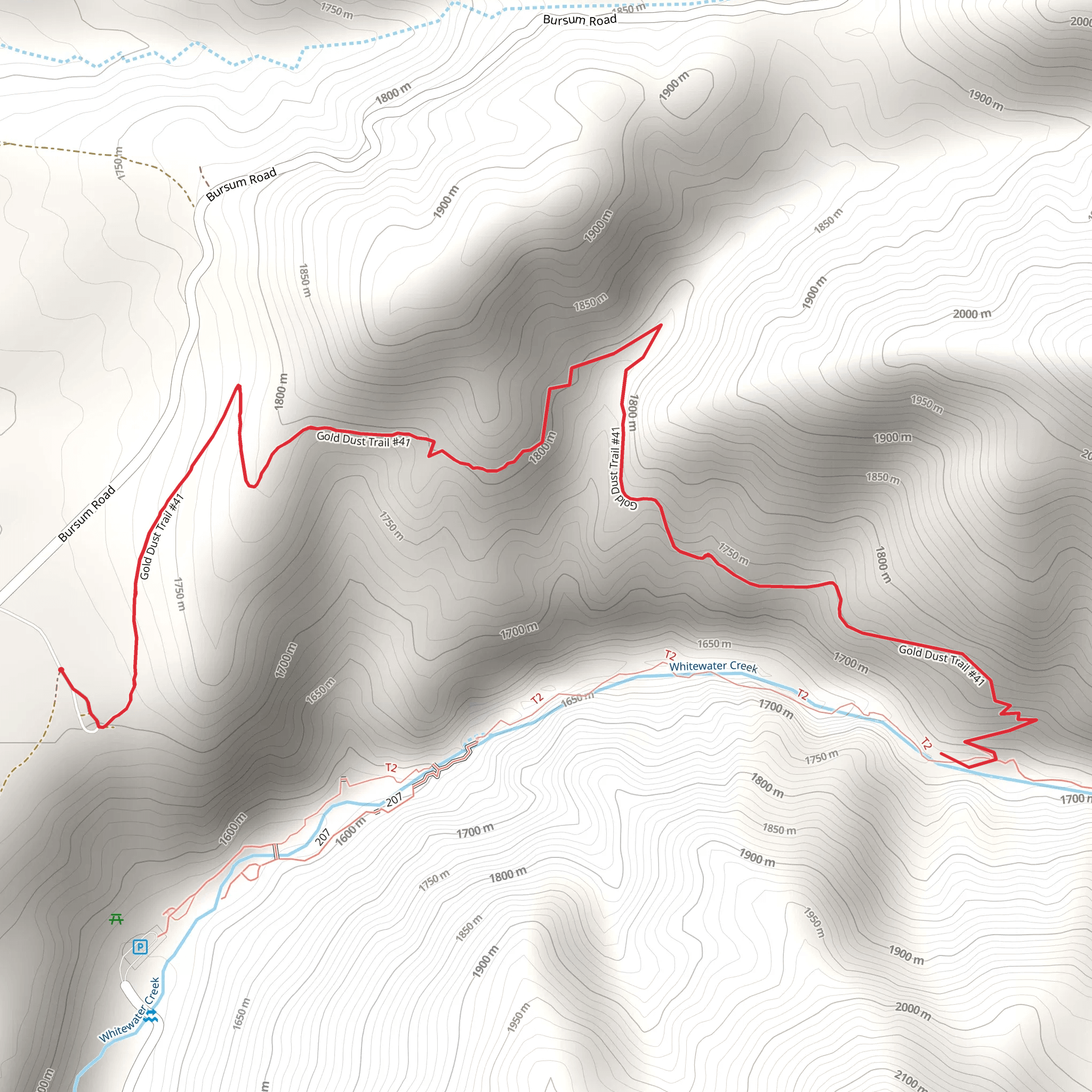 Gold Dust Trail Out and Back mobile static map