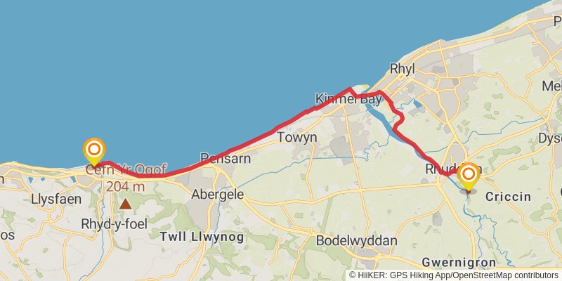 Wales Cistercian Way stage 34 Map