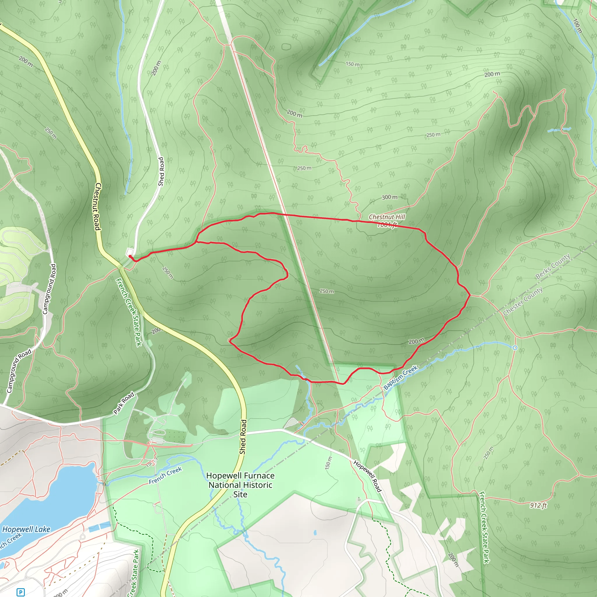 Chesnut Hill via Lenape Trail and Mill Creel Trail mobile static map