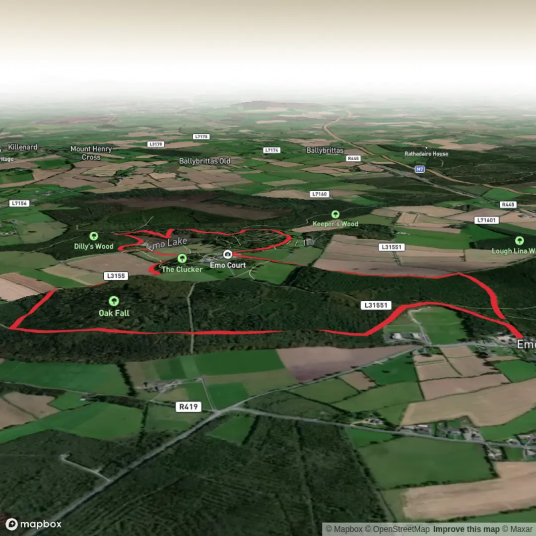An image depicting the trail Emo Court Loop and its surrounding area.