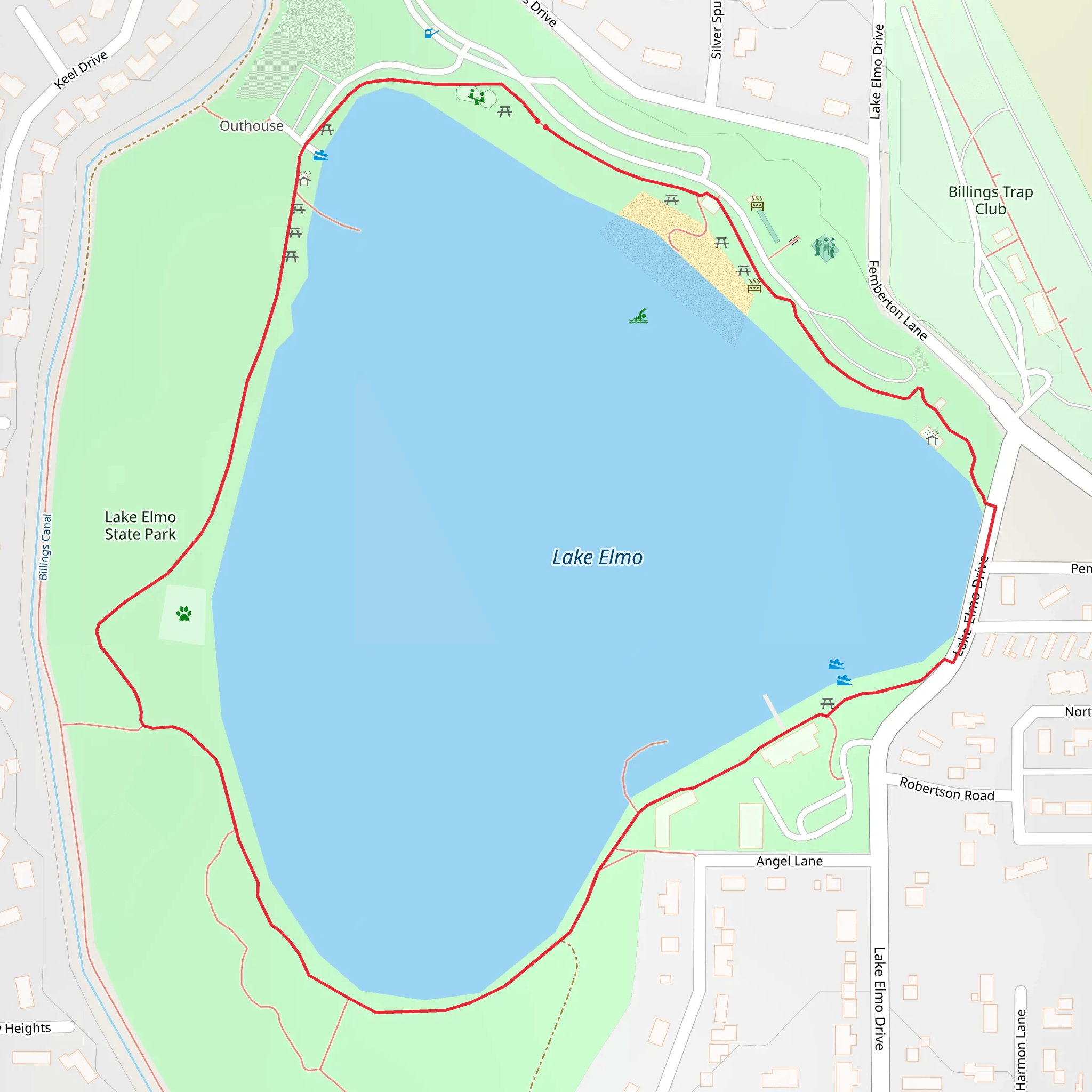 Lake Elmo and Lake Elmo State Park Loop mobile static map