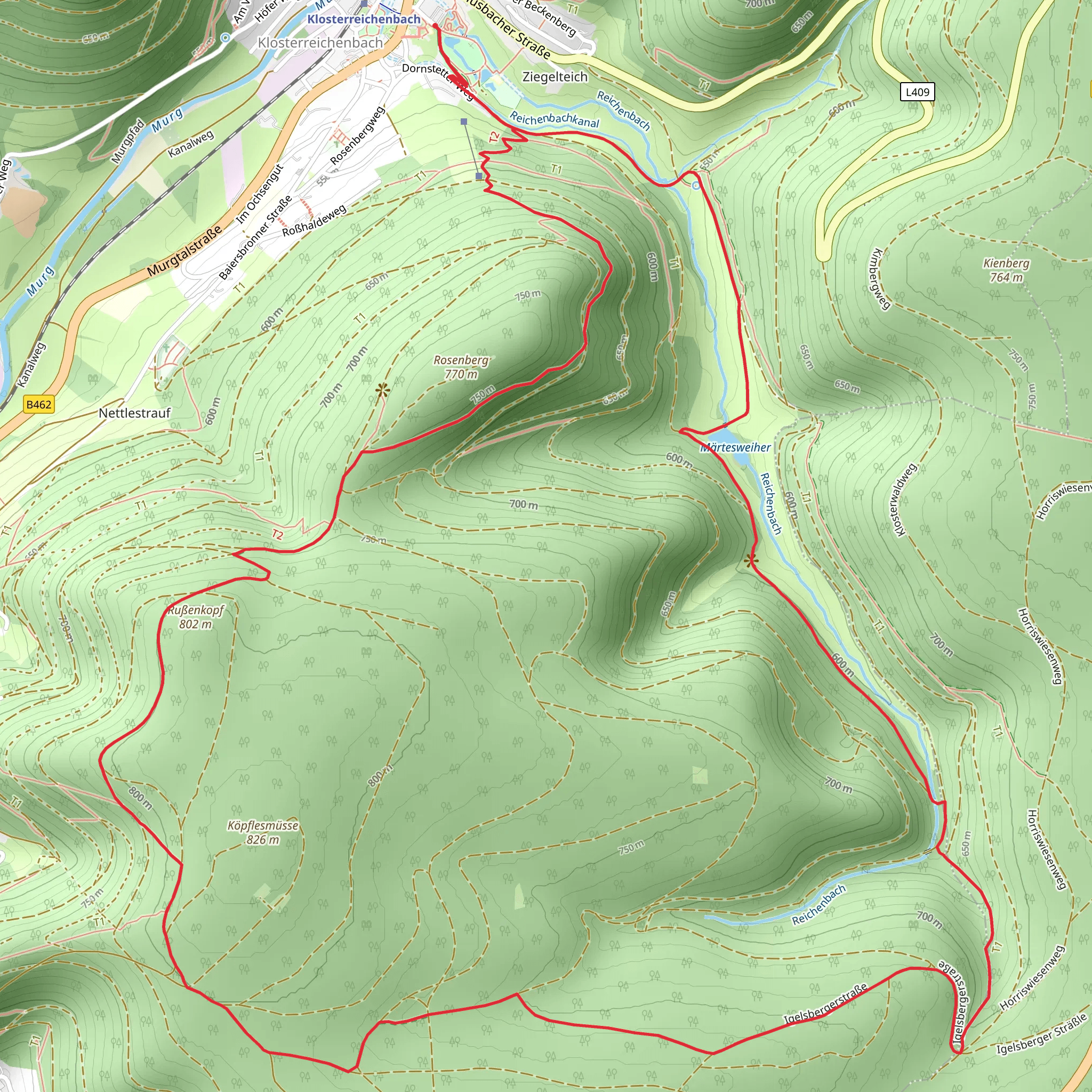 Maertesweiher via Stoffelshuette and Hirschkopf mobile static map