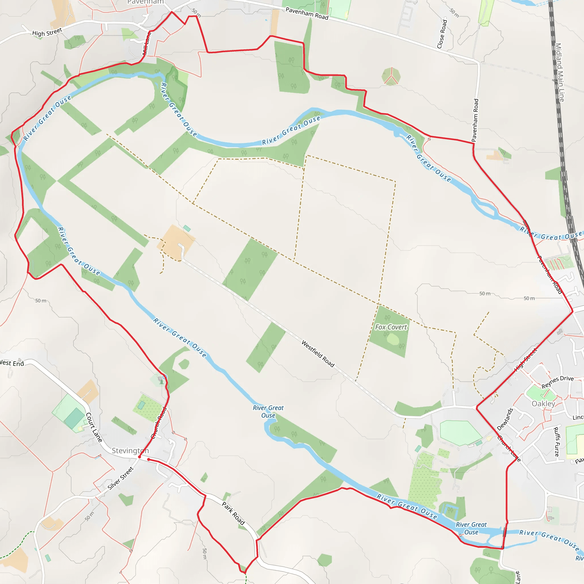 Stevington Loop mobile static map