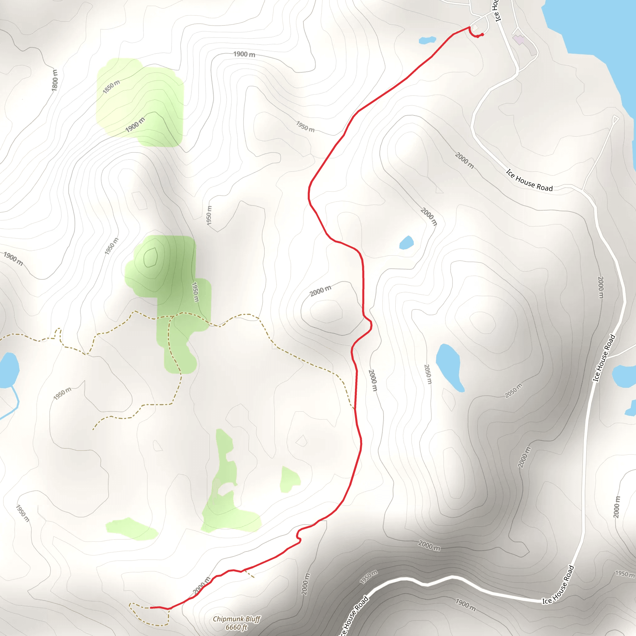 Chipmunk Bluff Out and Back mobile static map