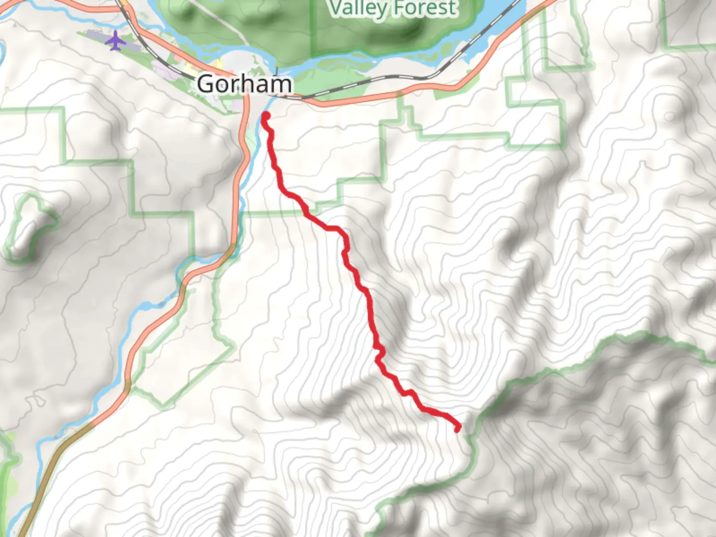An image depicting the trail Mount Moriah and Mount Surprise via Carter-Moriah Trail and its surrounding area.