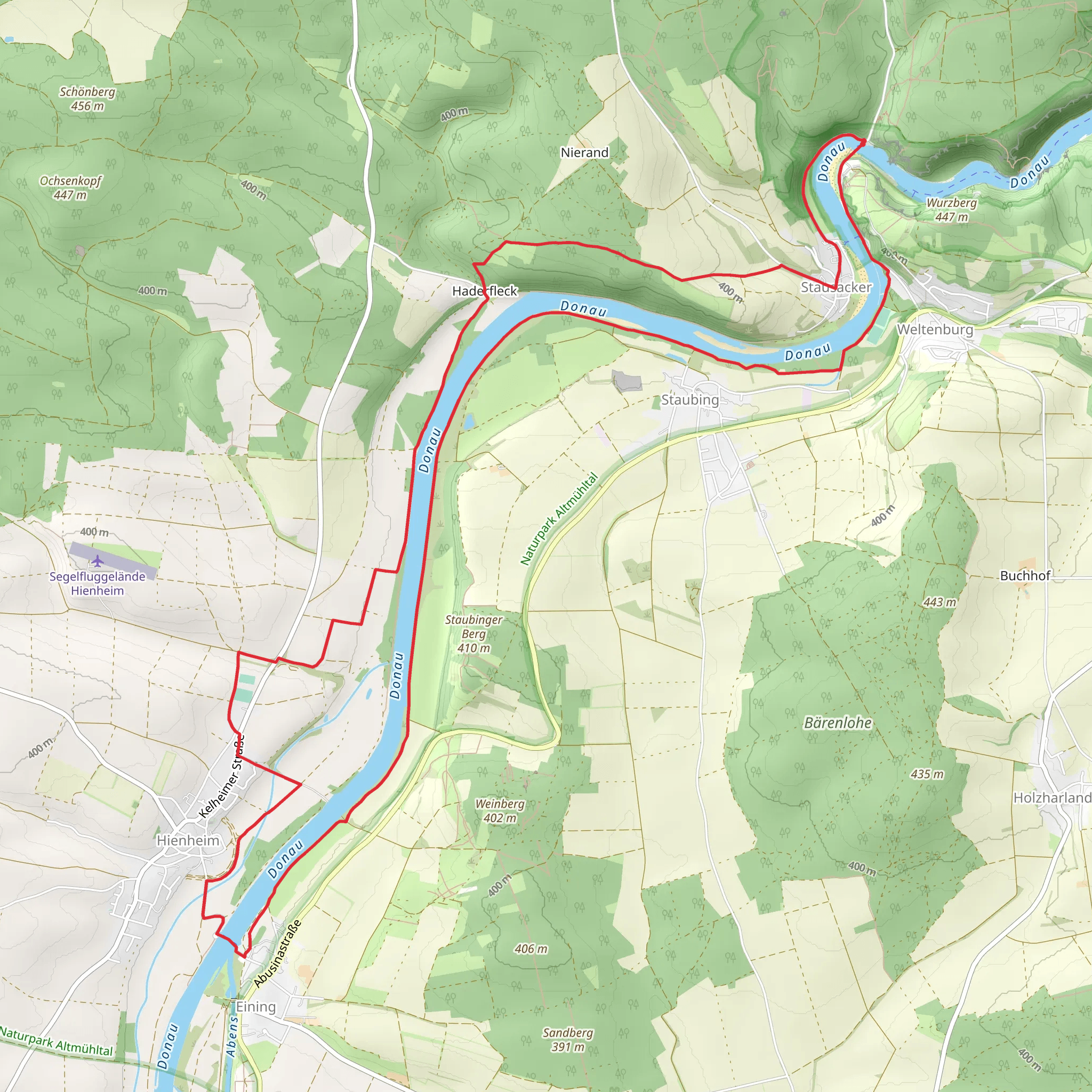 Stausacker and Eining Loop via Donau mobile static map