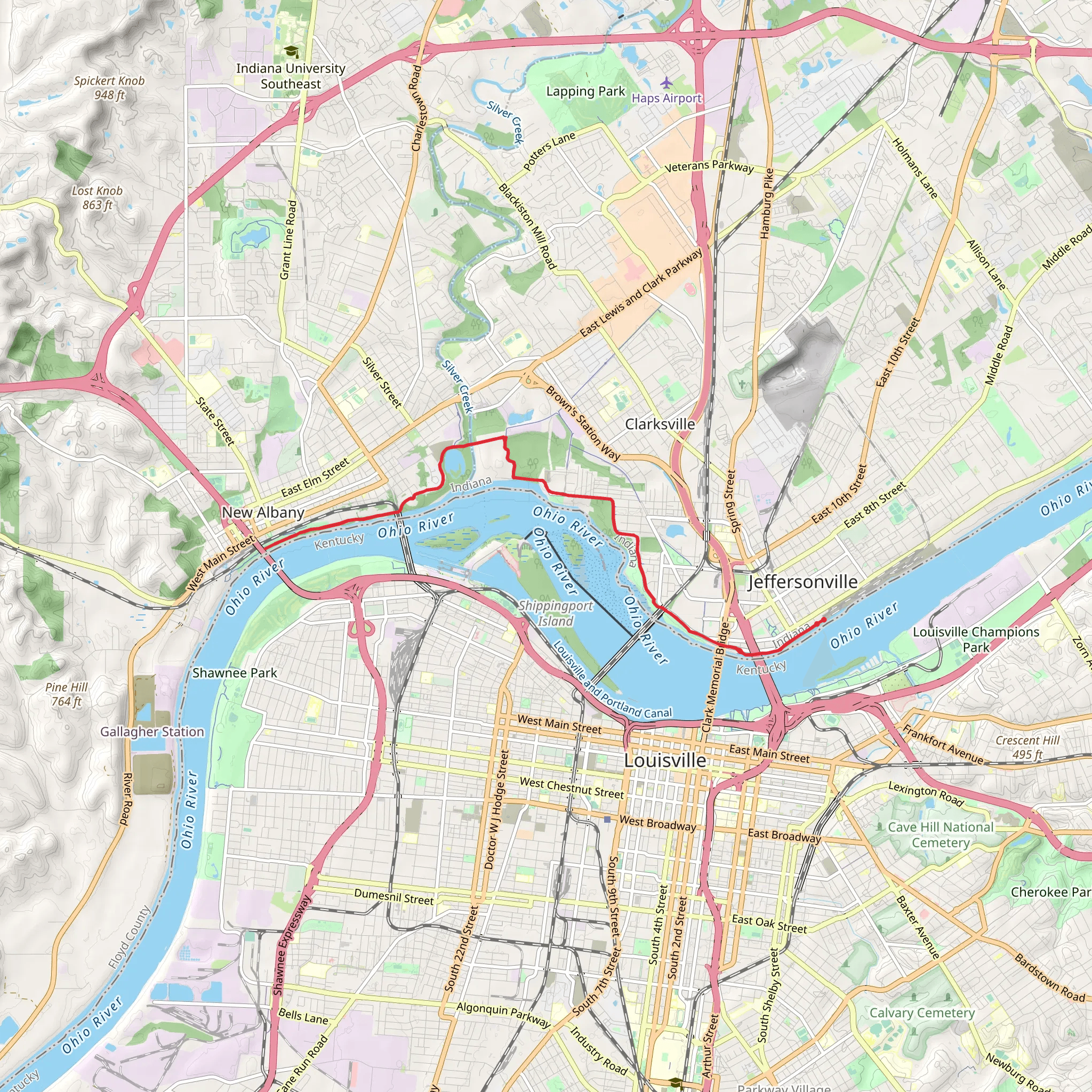 Ohio River Greenway mobile static map