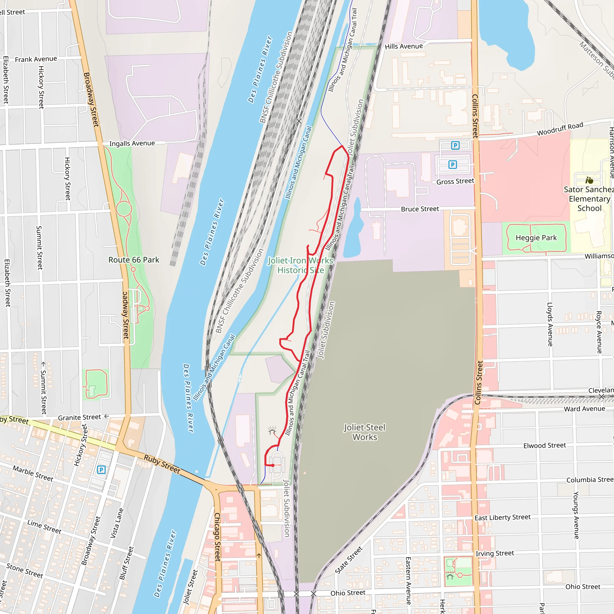 Illinois and Michigan Canal Loop Trail mobile static map