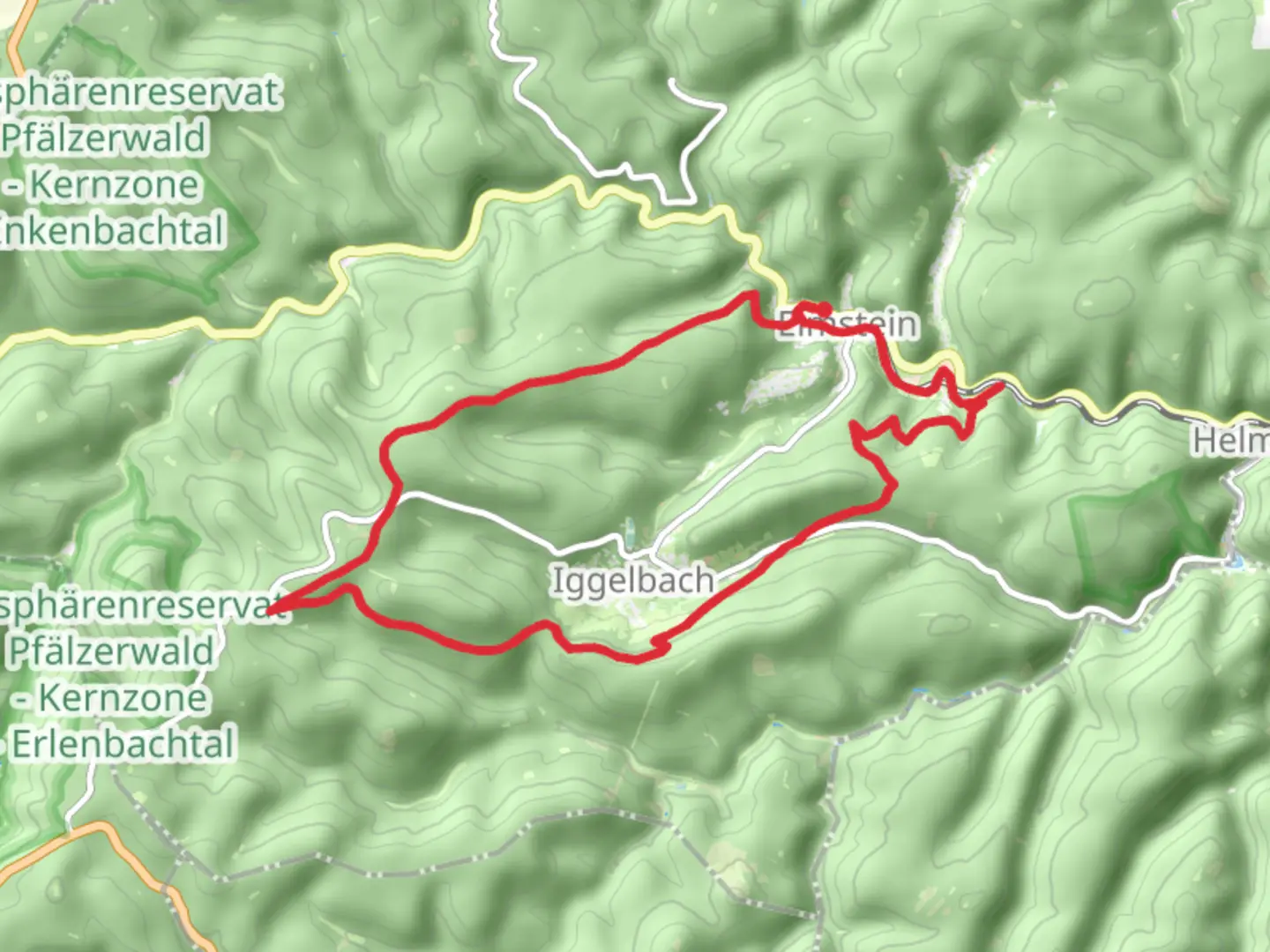An image depicting the trail Elmstein and Iggelbach Loop and its surrounding area.