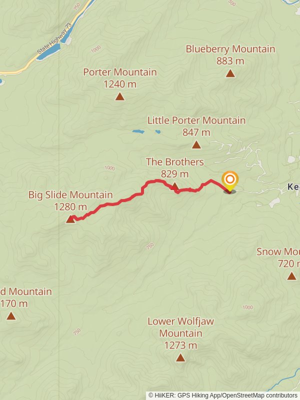 Big Slide Mountain via The Brothers Trail mobile static map